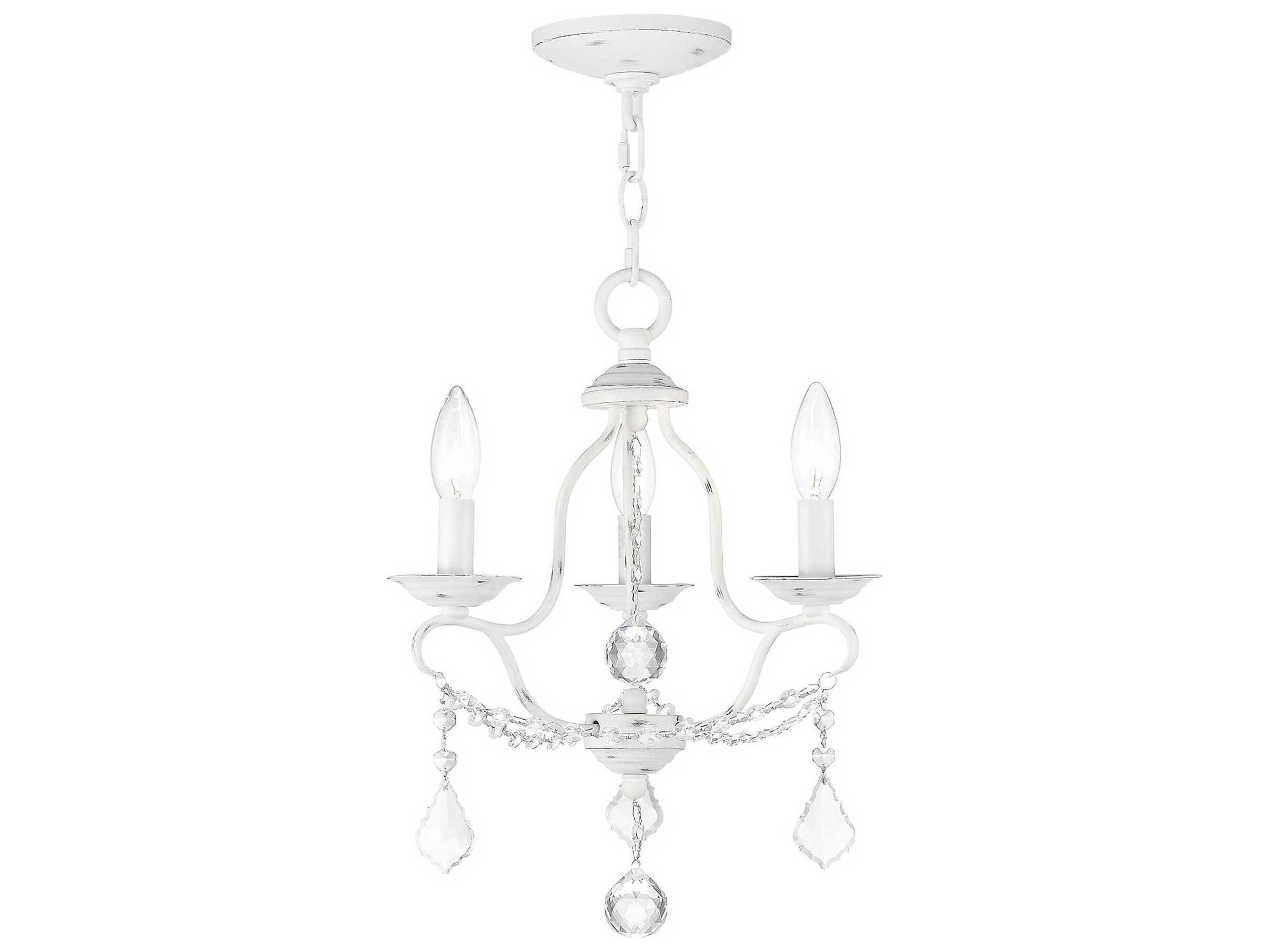 Chesterfield 3-Light Antique White Crystal Candelabra Chandelier