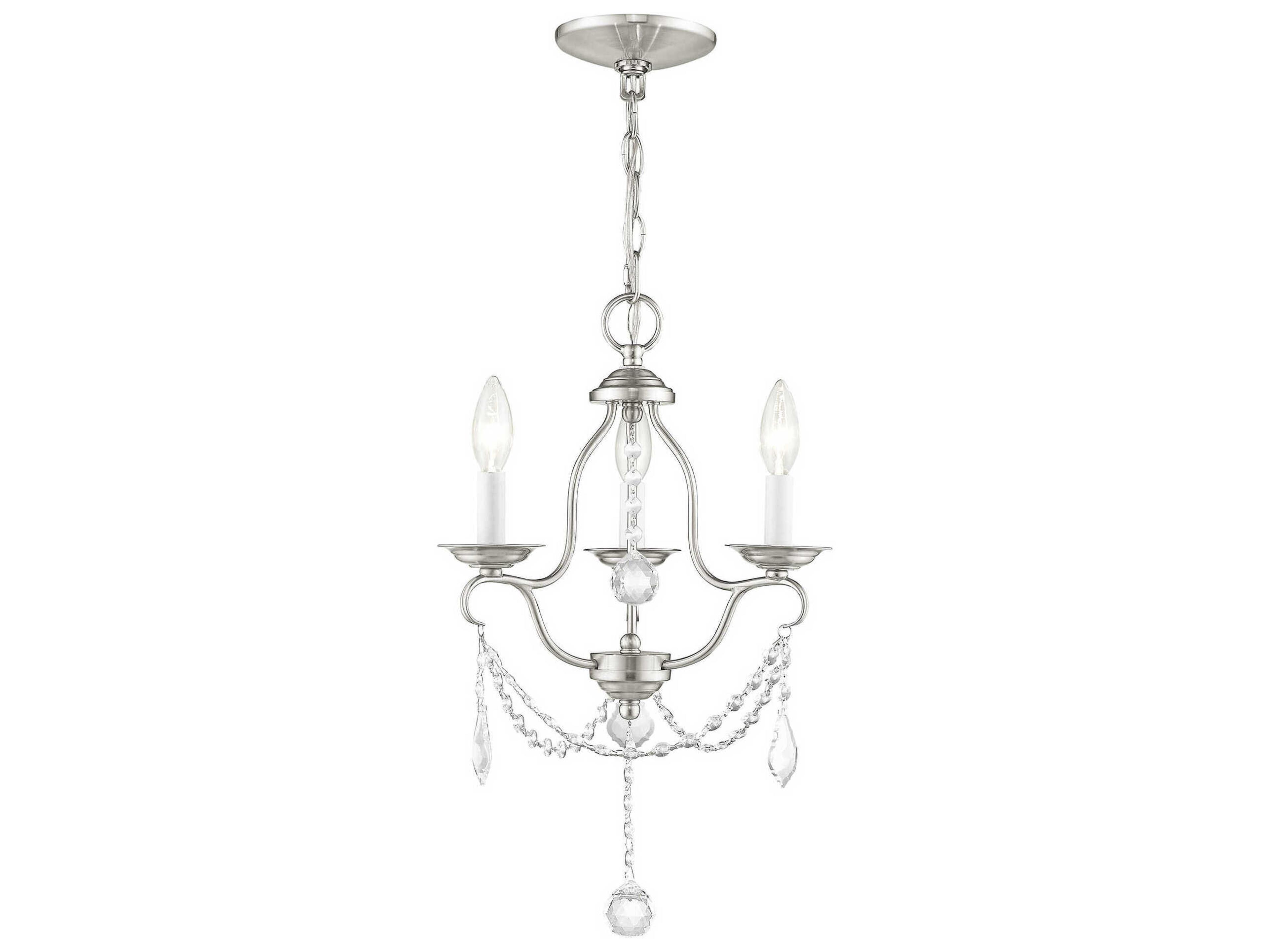 Chesterfield 3-Light Brushed Nickel Crystal Chandelier