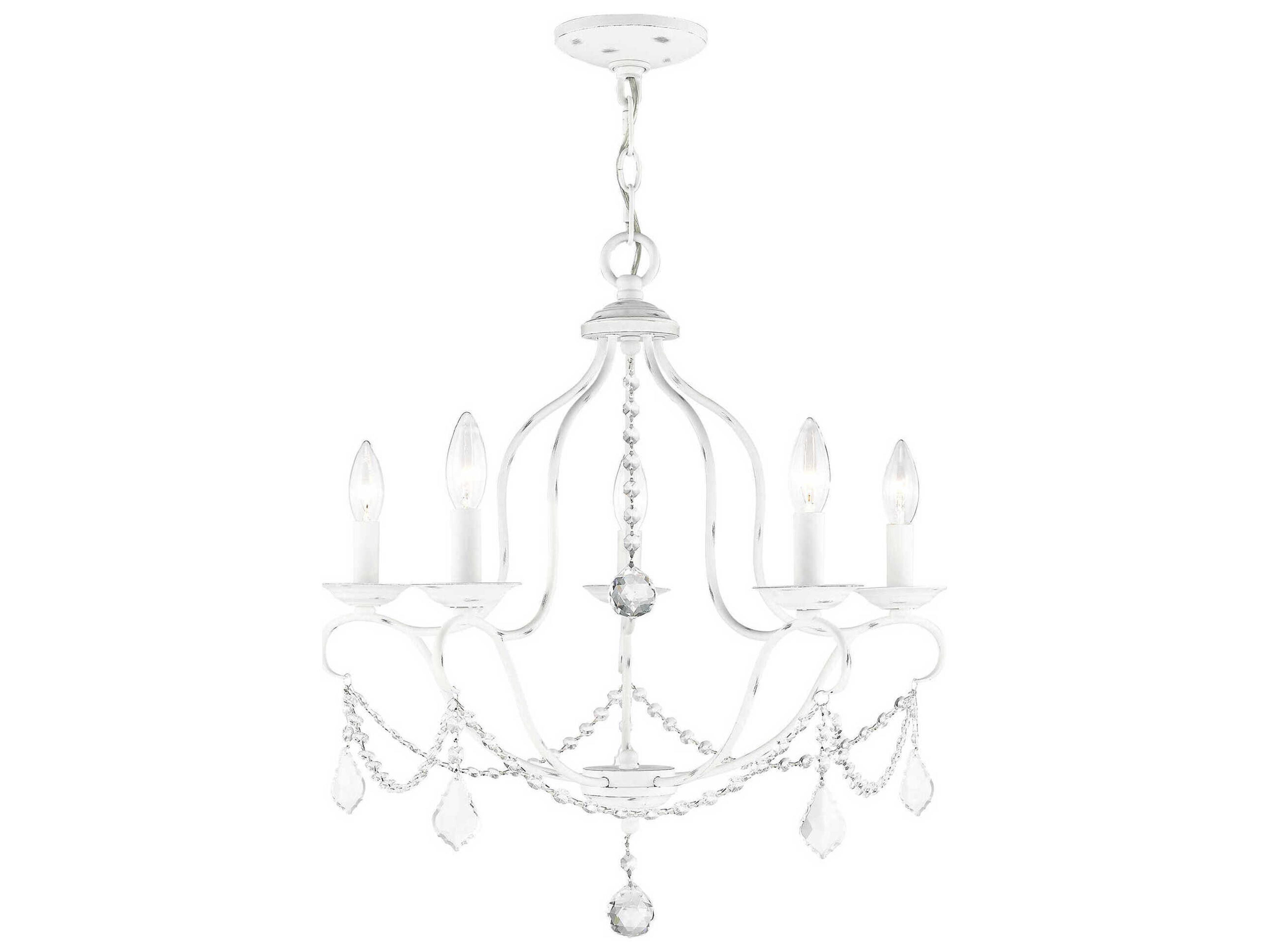 Chesterfield 5-Light Antique White Crystal Candelabra Chandelier