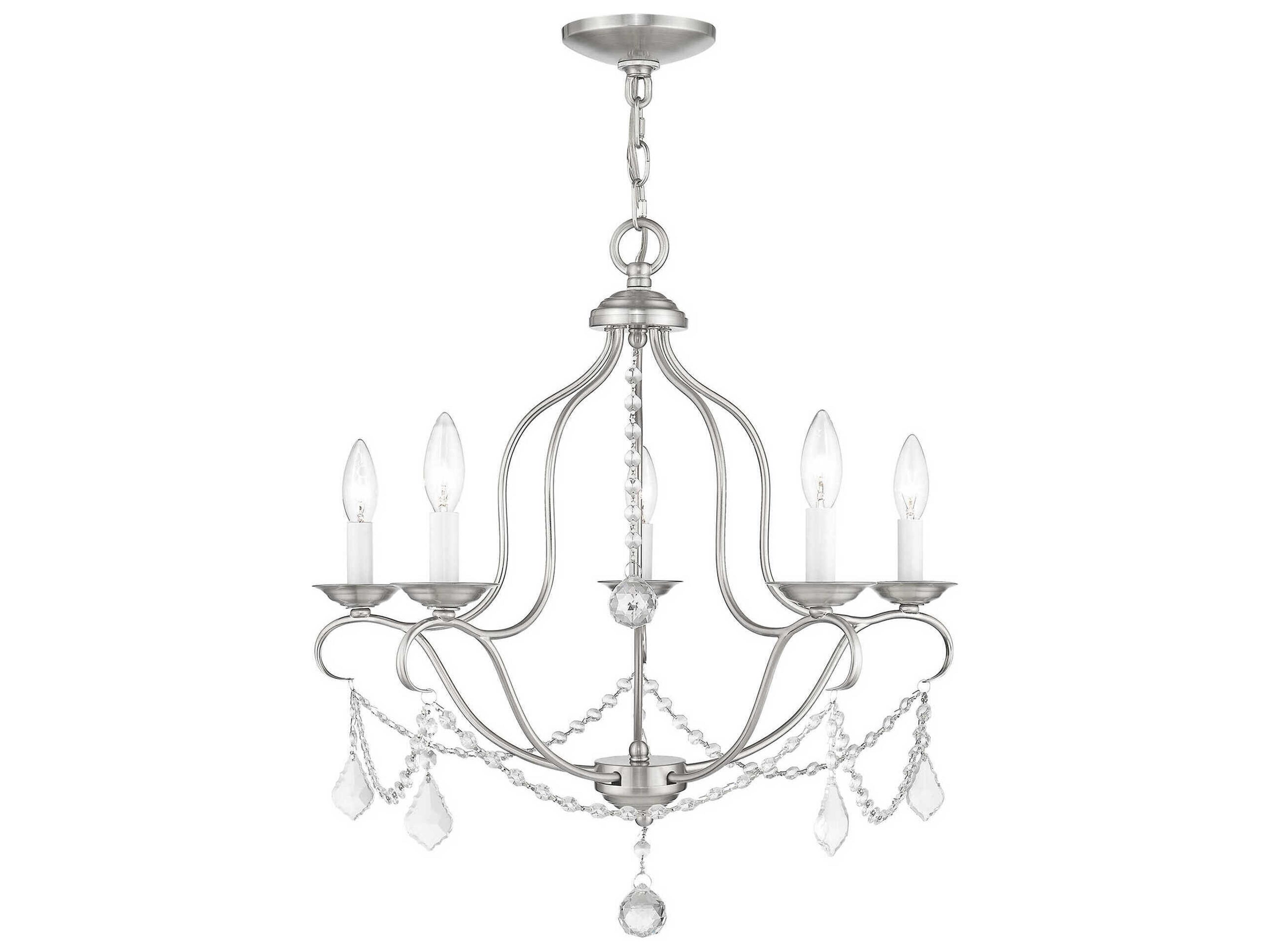 Chesterfield 5-Light Brushed Nickel Crystal Candelabra Chandelier
