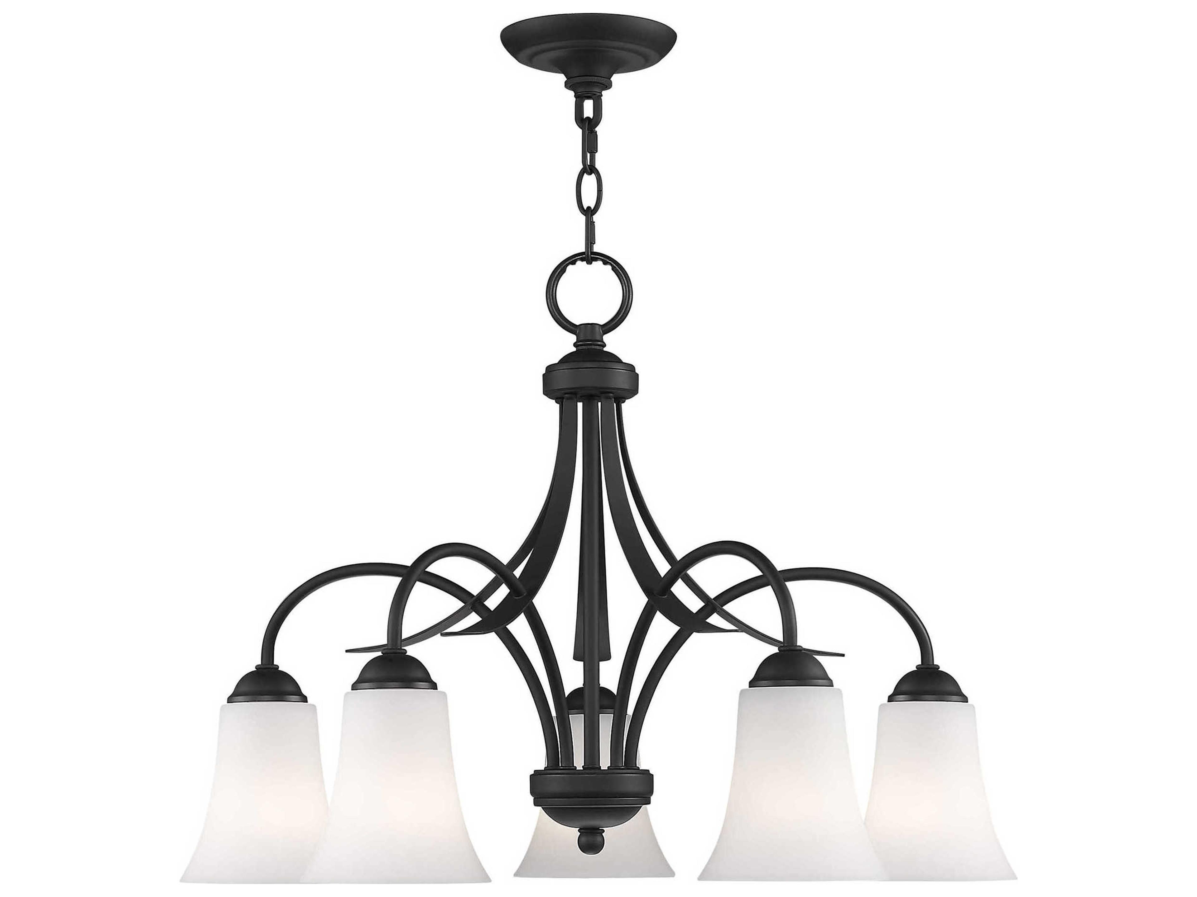 Ridgedale 5-Light Black White Glass Bell Chandelier