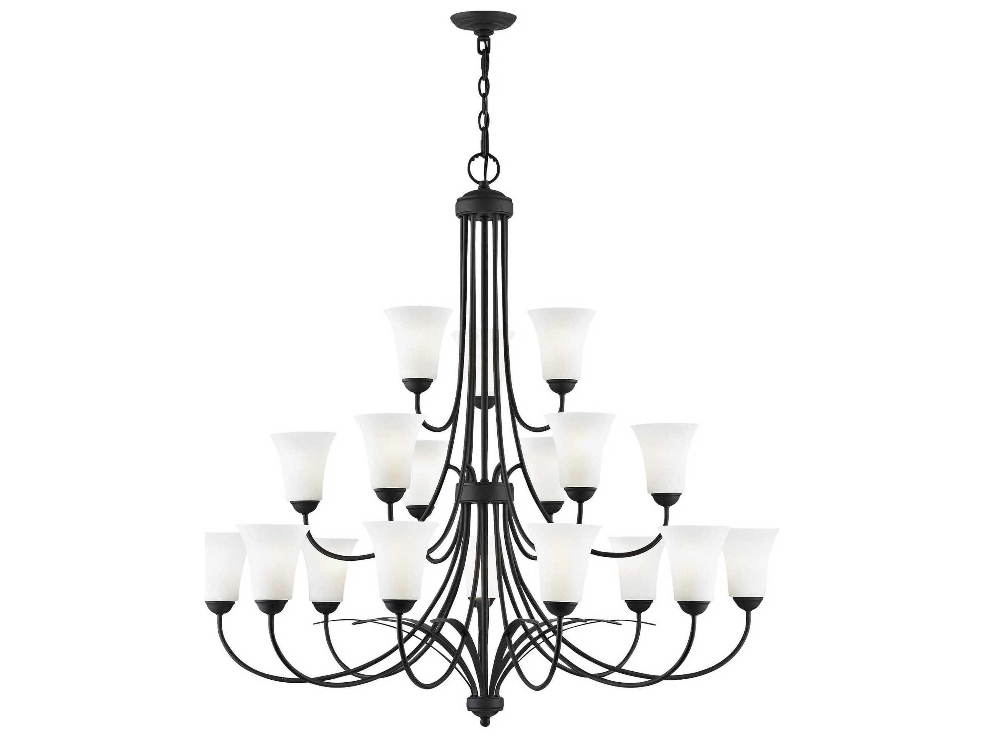Ridgedale 18-Light8-Light Black White Glass Bell Chandelier