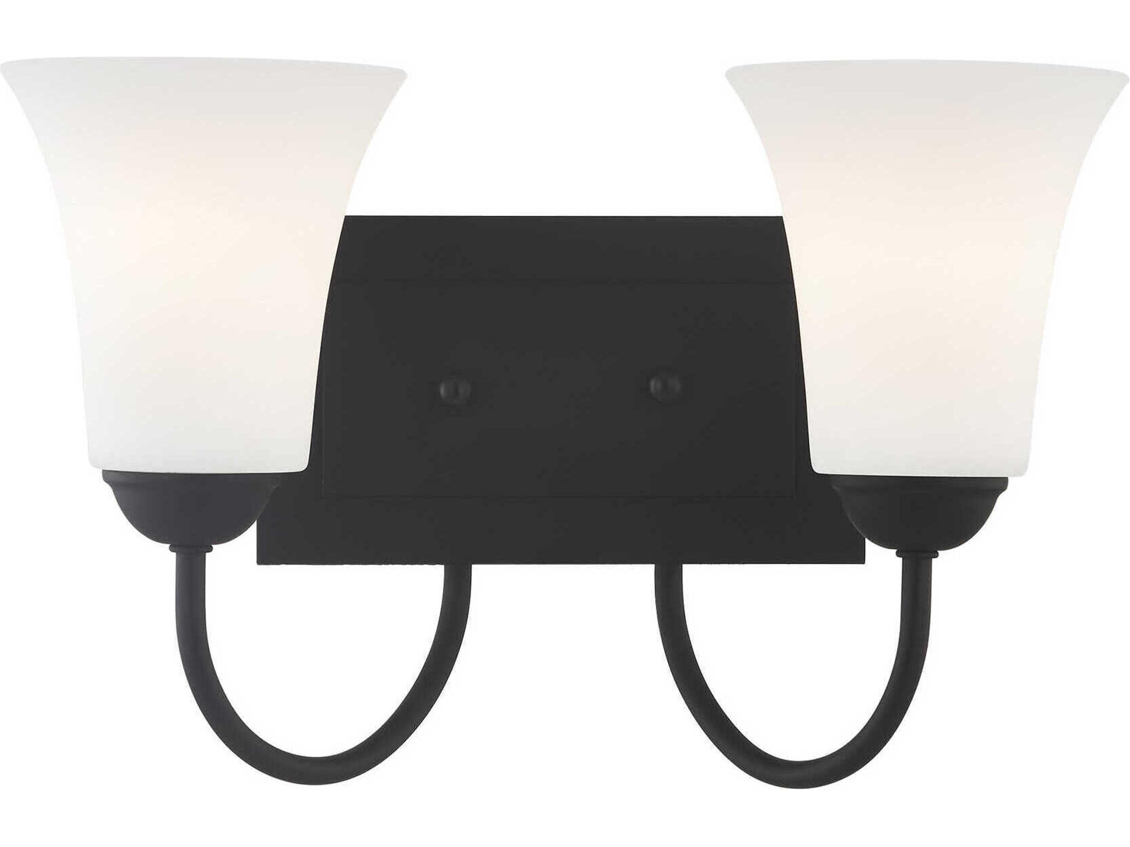 Ridgedale 2-Light Black White Glass Vanity Light
