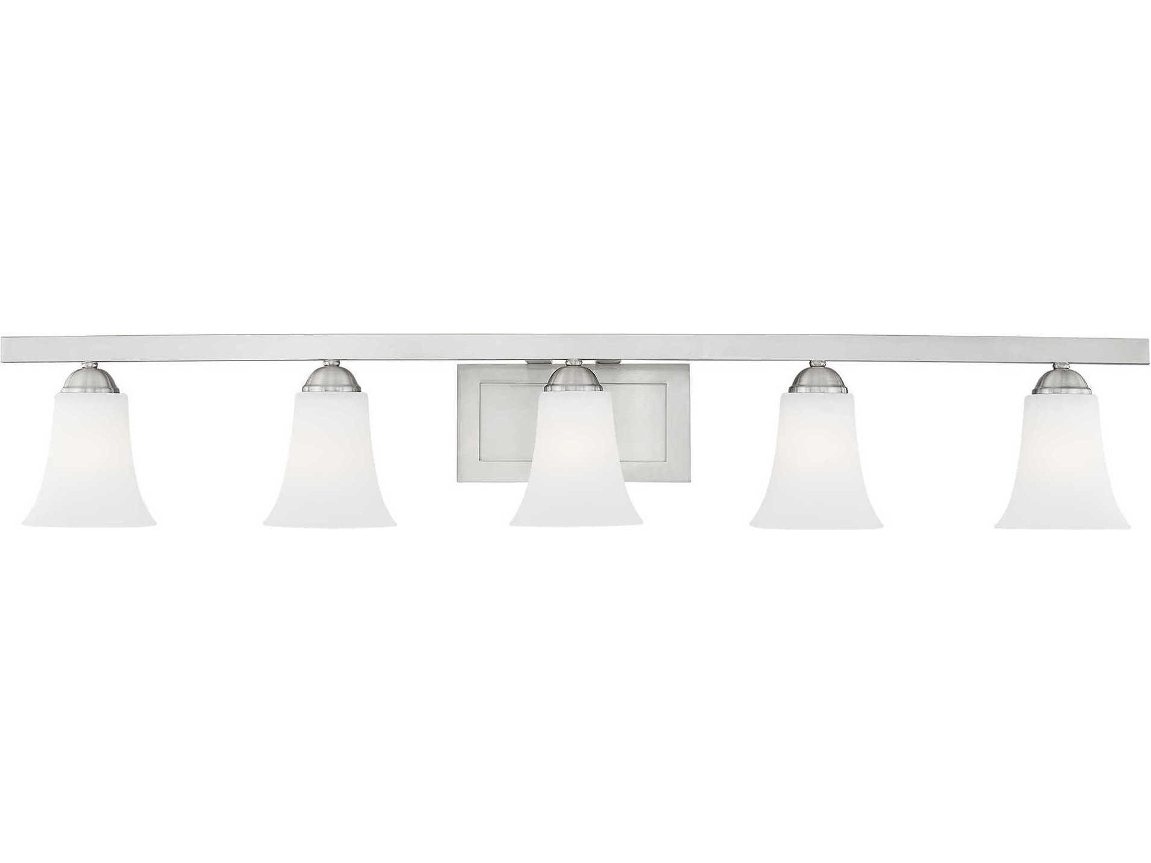 Ridgedale 5-Light Brushed Nickel White Glass Vanity Light
