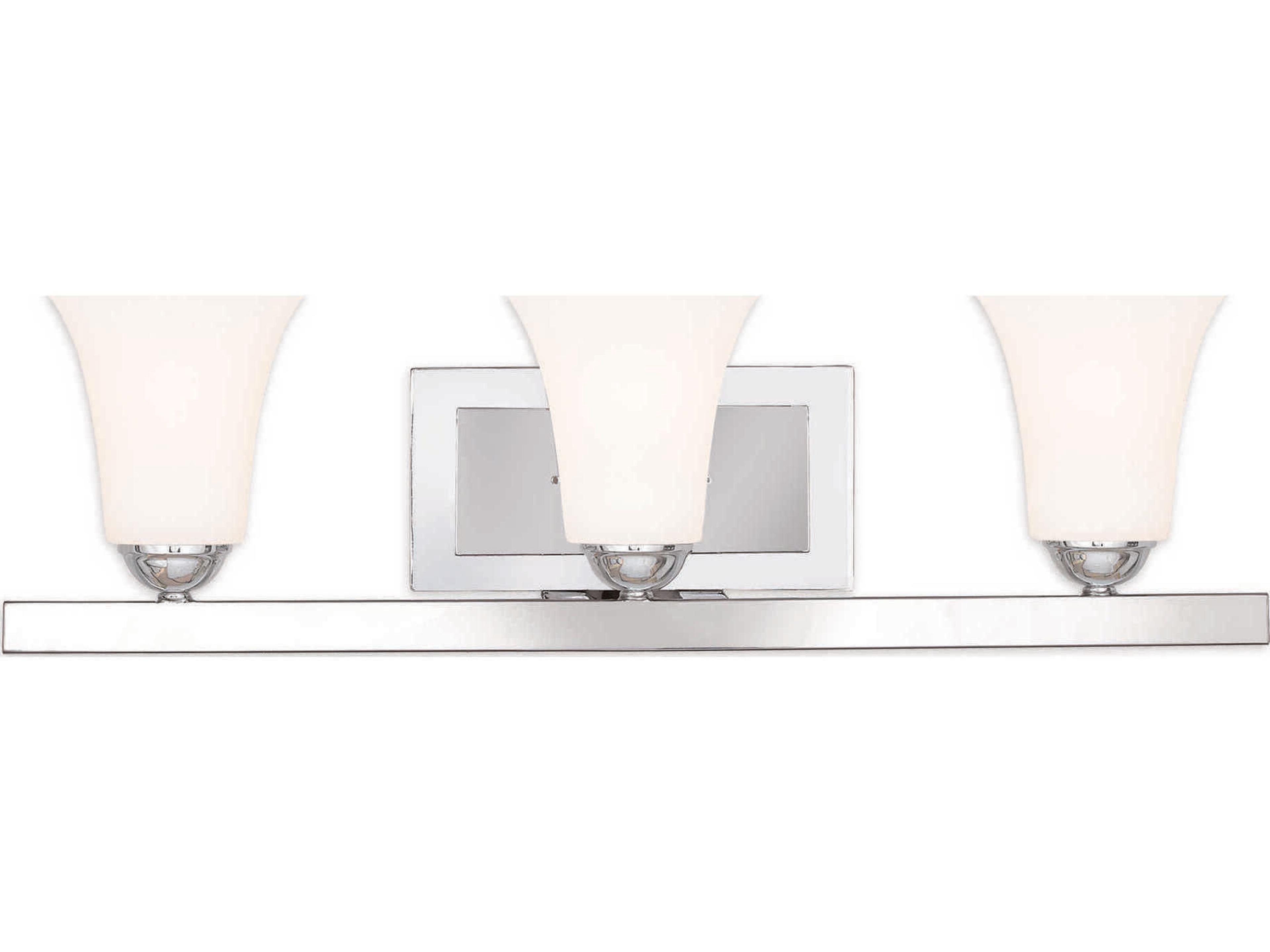 Ridgedale 3-Light Polished Chrome White Glass Vanity Light