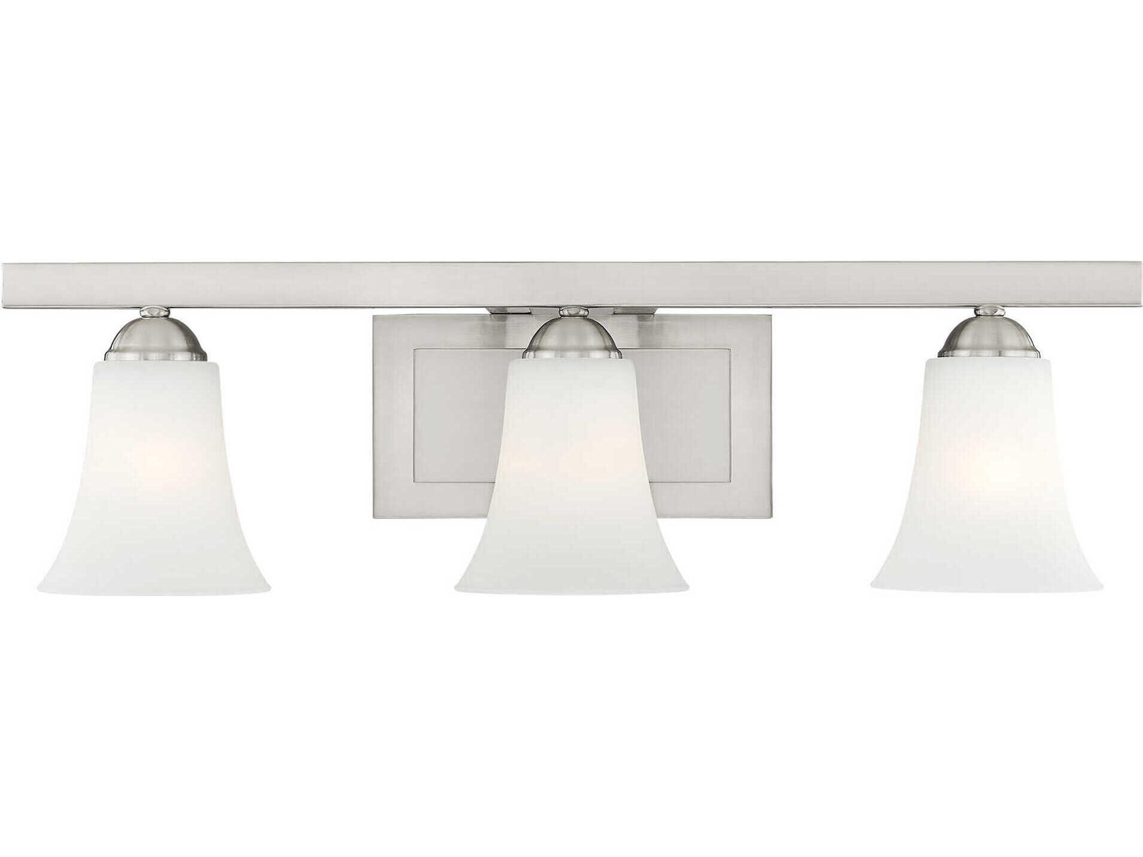 Ridgedale 3-Light Brushed Nickel White Glass Vanity Light