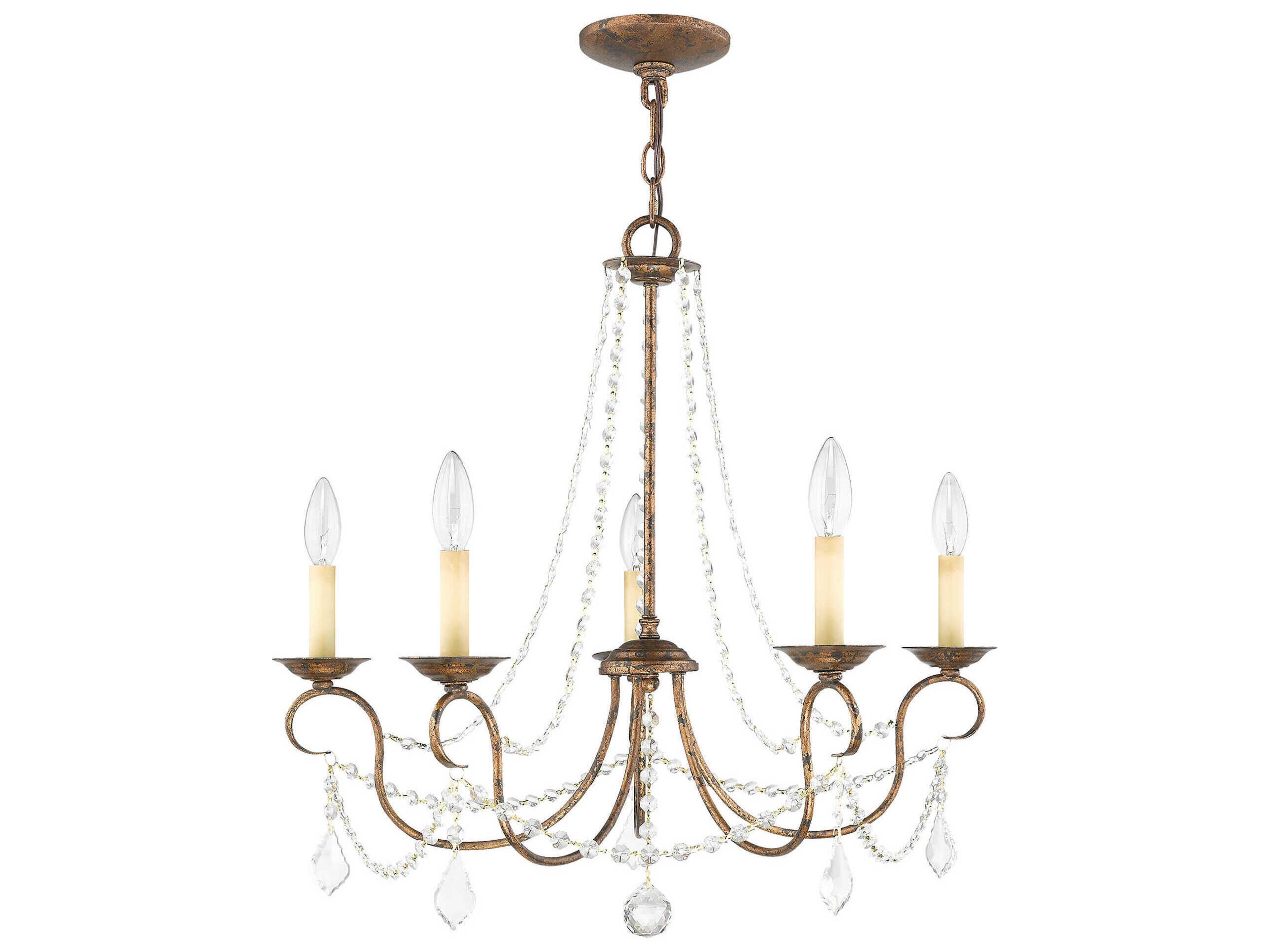 Livex Lighting Pennington 5-Light Hand Applied Venetian Golden Bronze Crystal Candelabra Chandelier