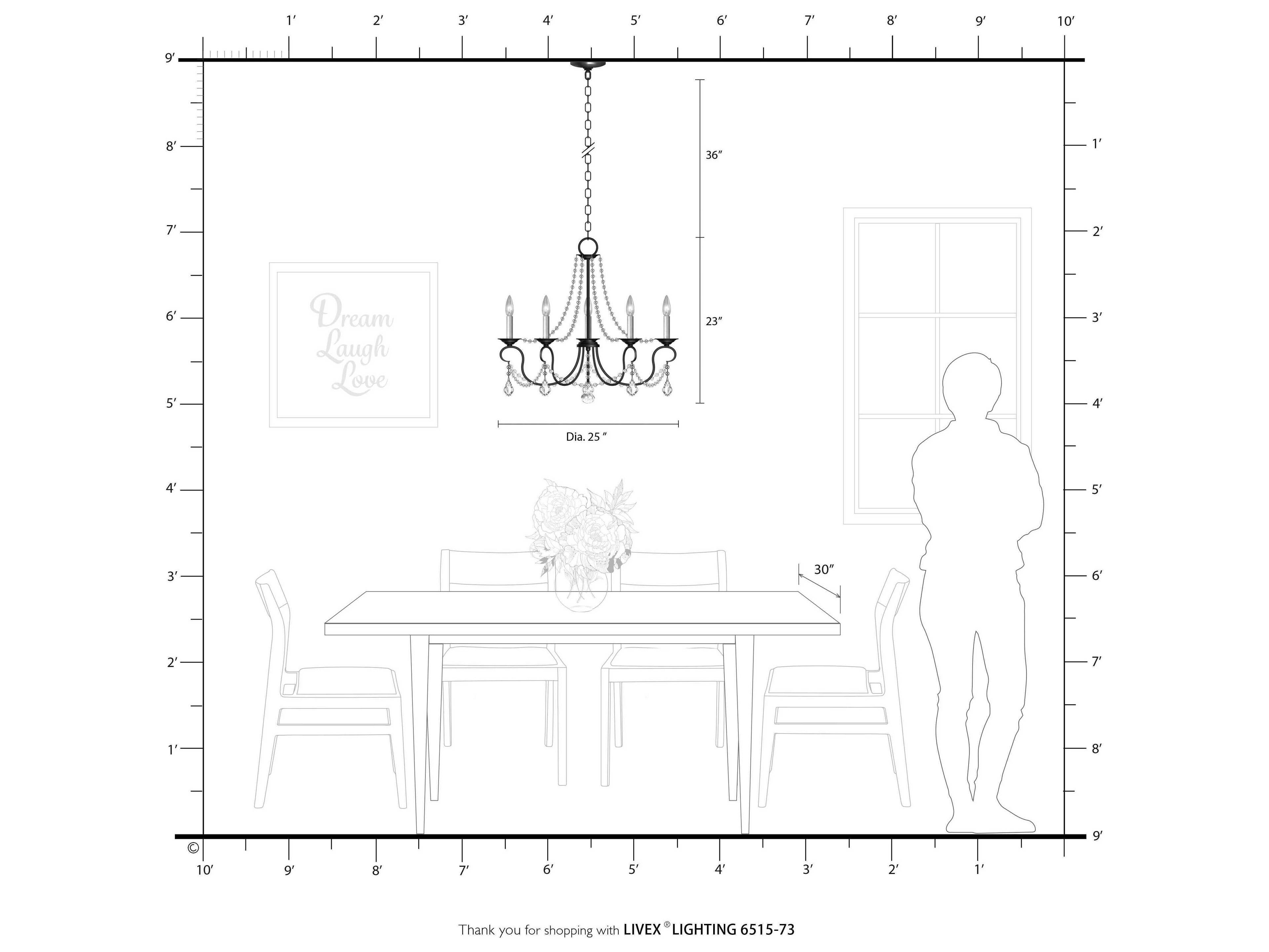 Livex Lighting Pennington 5-Light Hand Painted Antique Silver Leaf Crystal Candelabra Chandelier