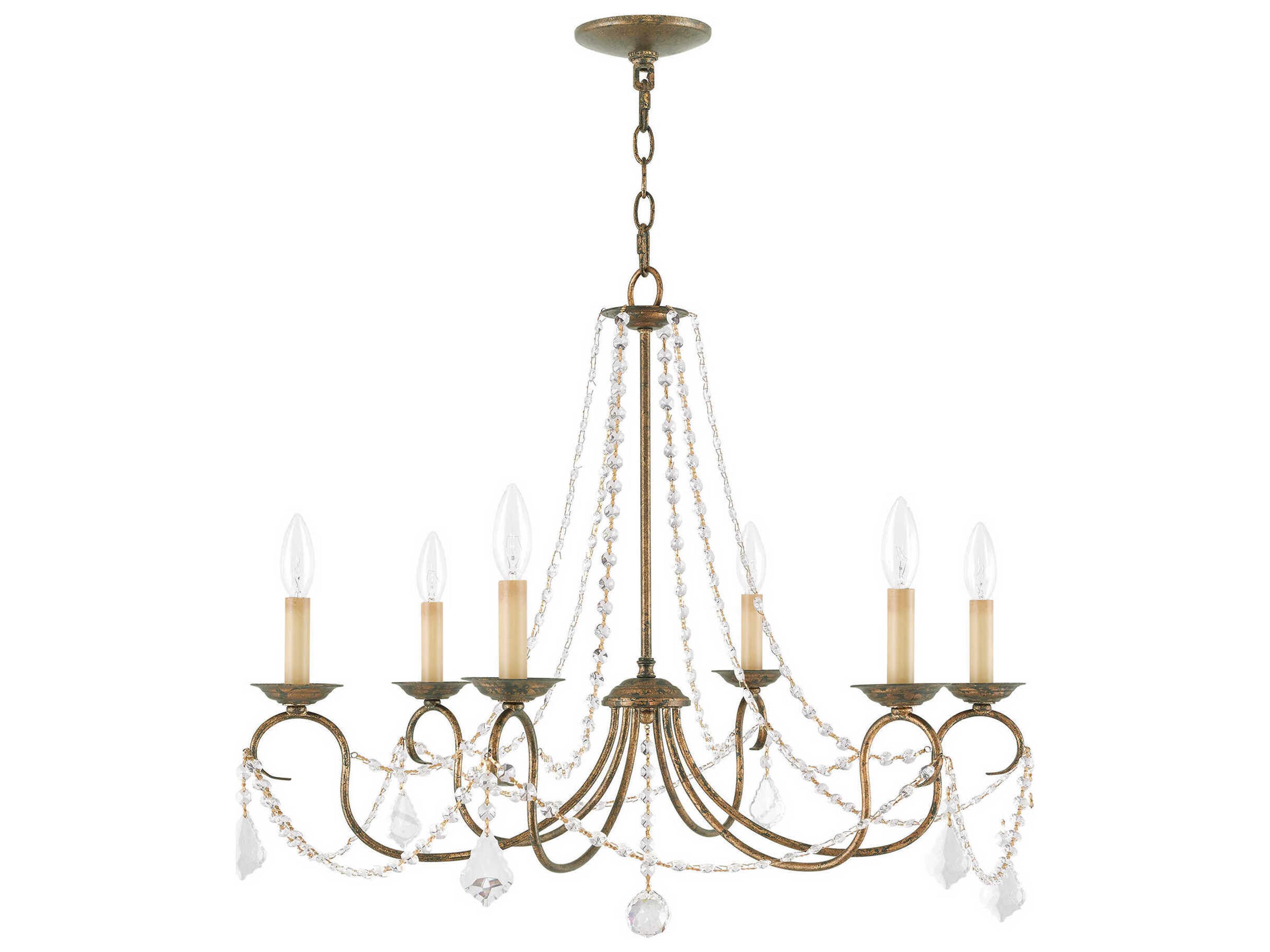 Livex Lighting Pennington 6-Light Hand Applied Venetian Golden Bronze Crystal Candelabra Chandelier