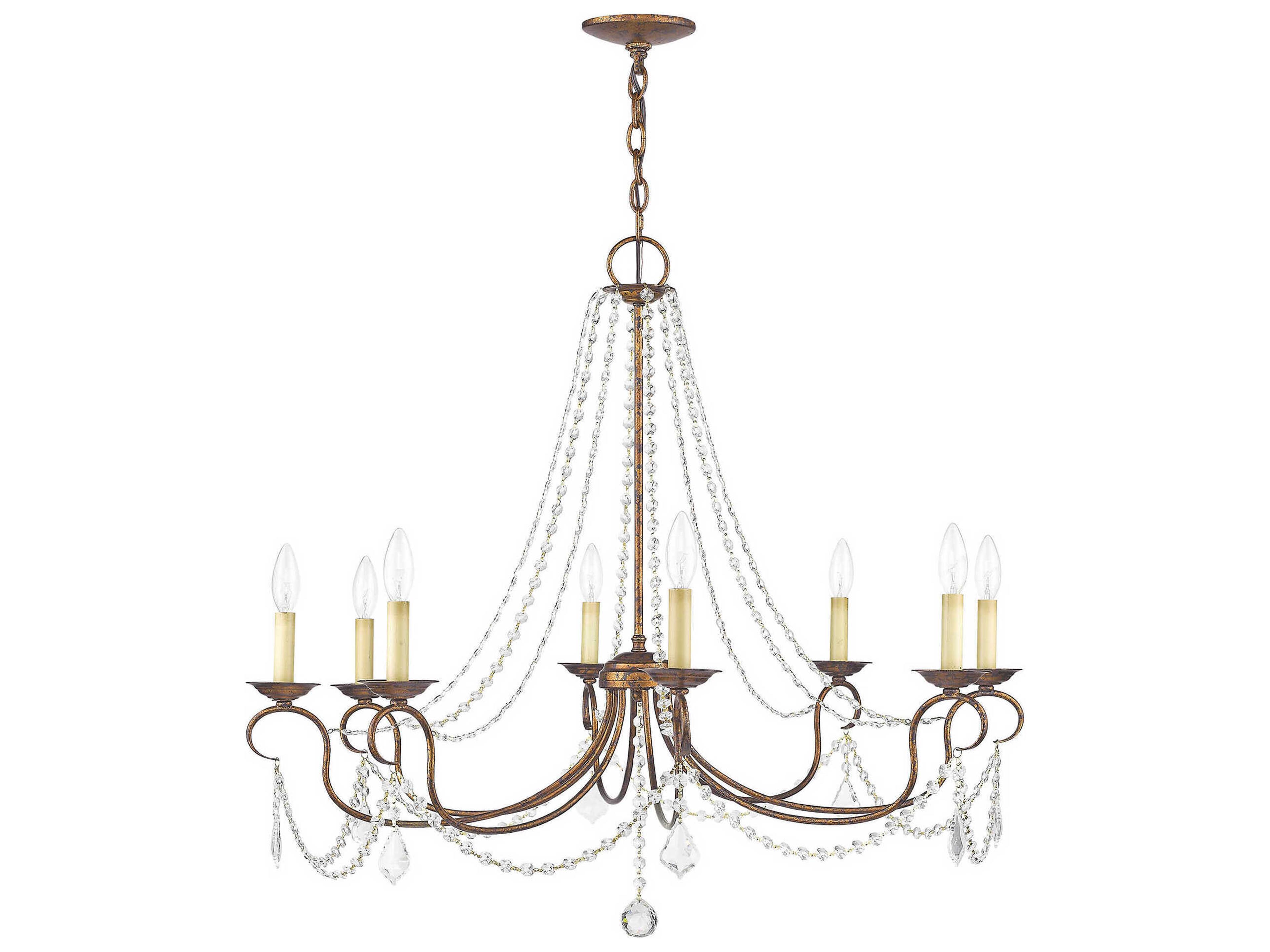 Livex Lighting Pennington 8-Light Hand Applied Venetian Golden Bronze Crystal Candelabra Chandelier