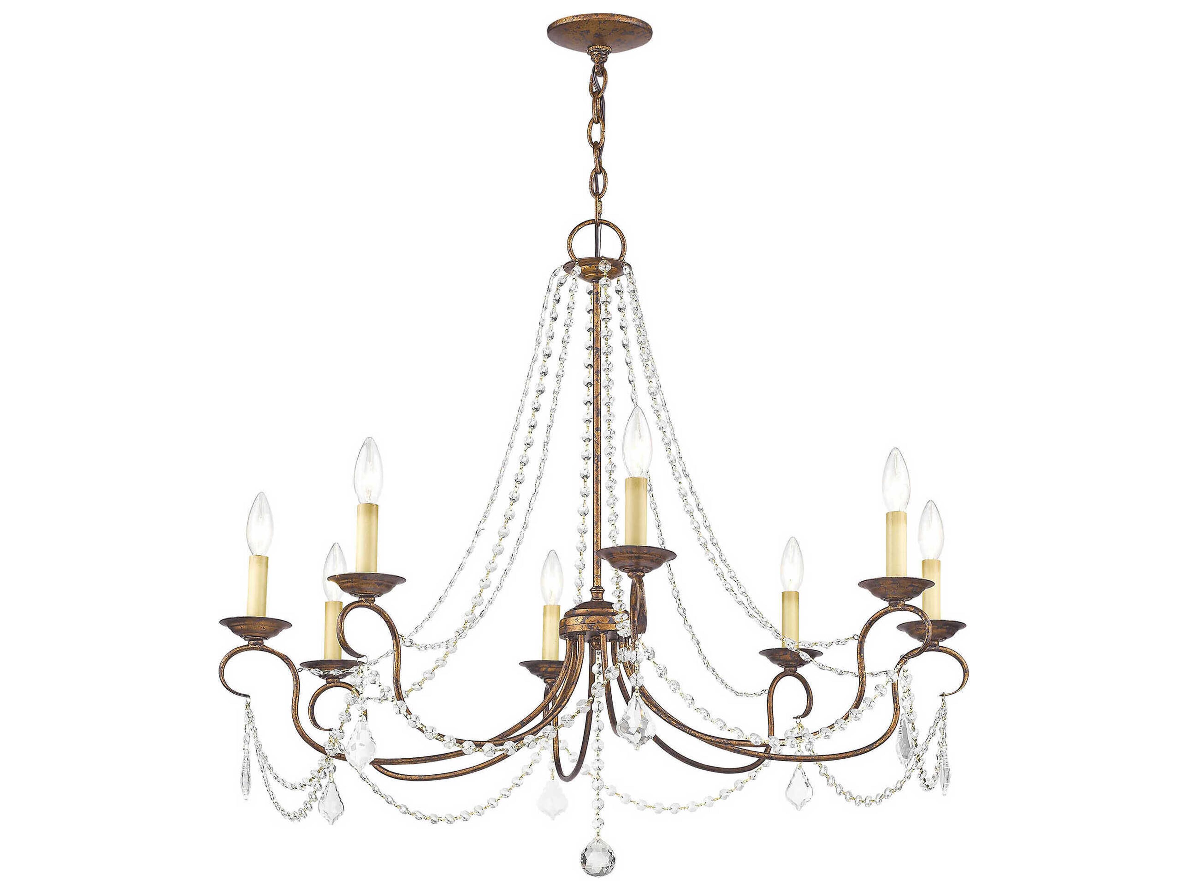 Livex Lighting Pennington 8-Light Hand Applied Venetian Golden Bronze Crystal Candelabra Chandelier