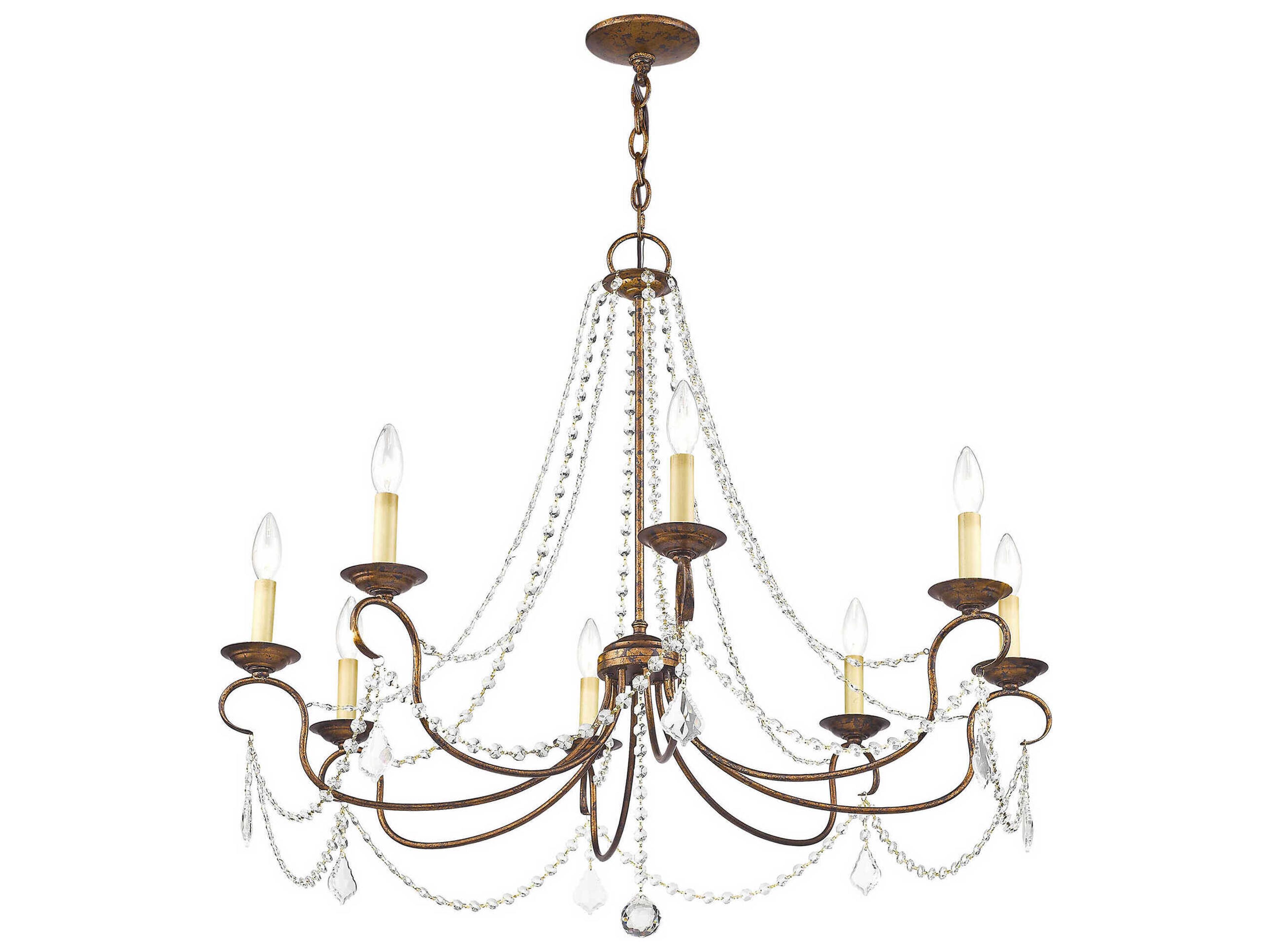 Livex Lighting Pennington 8-Light Hand Applied Venetian Golden Bronze Crystal Candelabra Chandelier