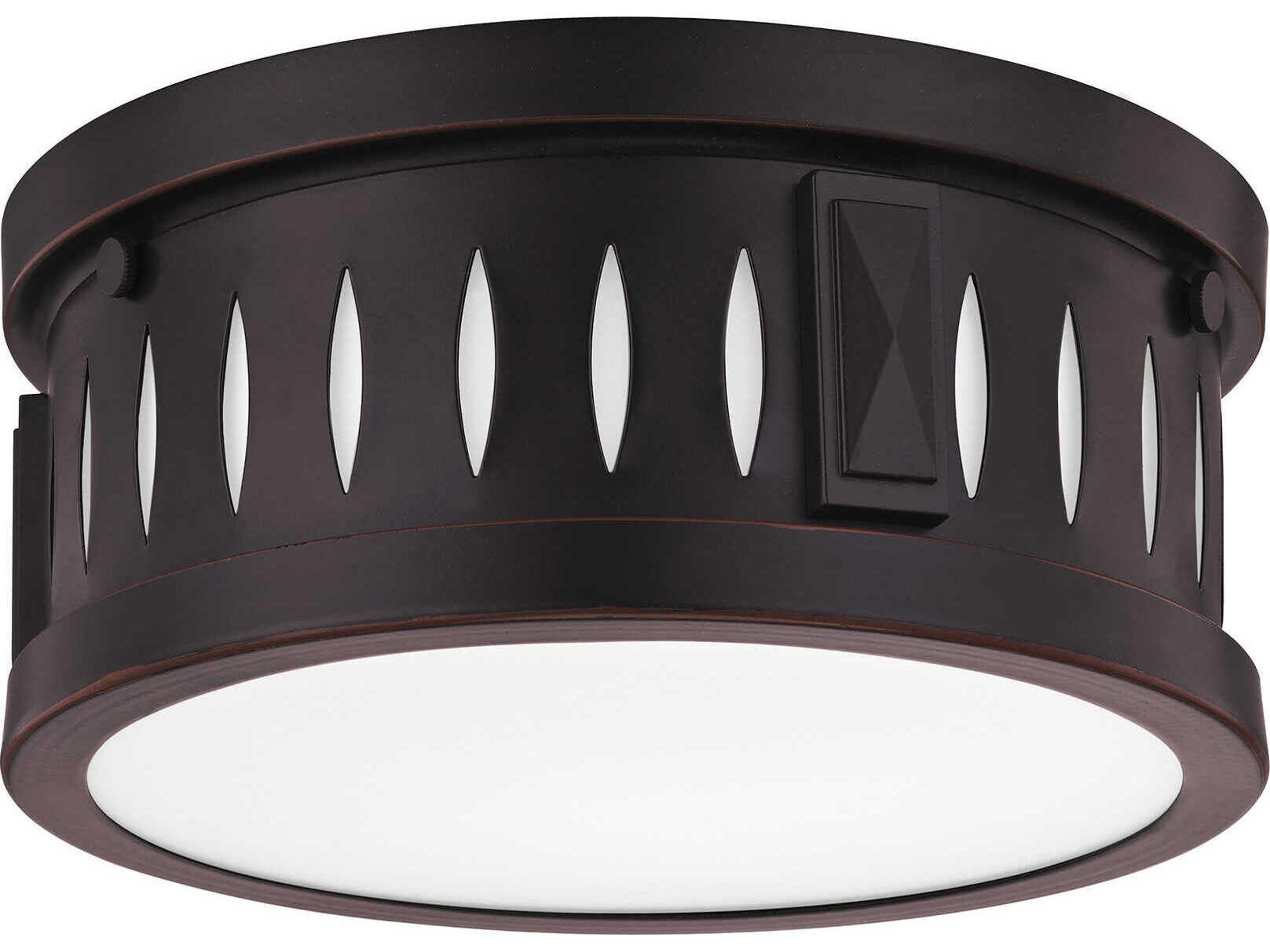 Livex Lighting Vista 2-Light Olde Bronze Glass Drum Flush Mount