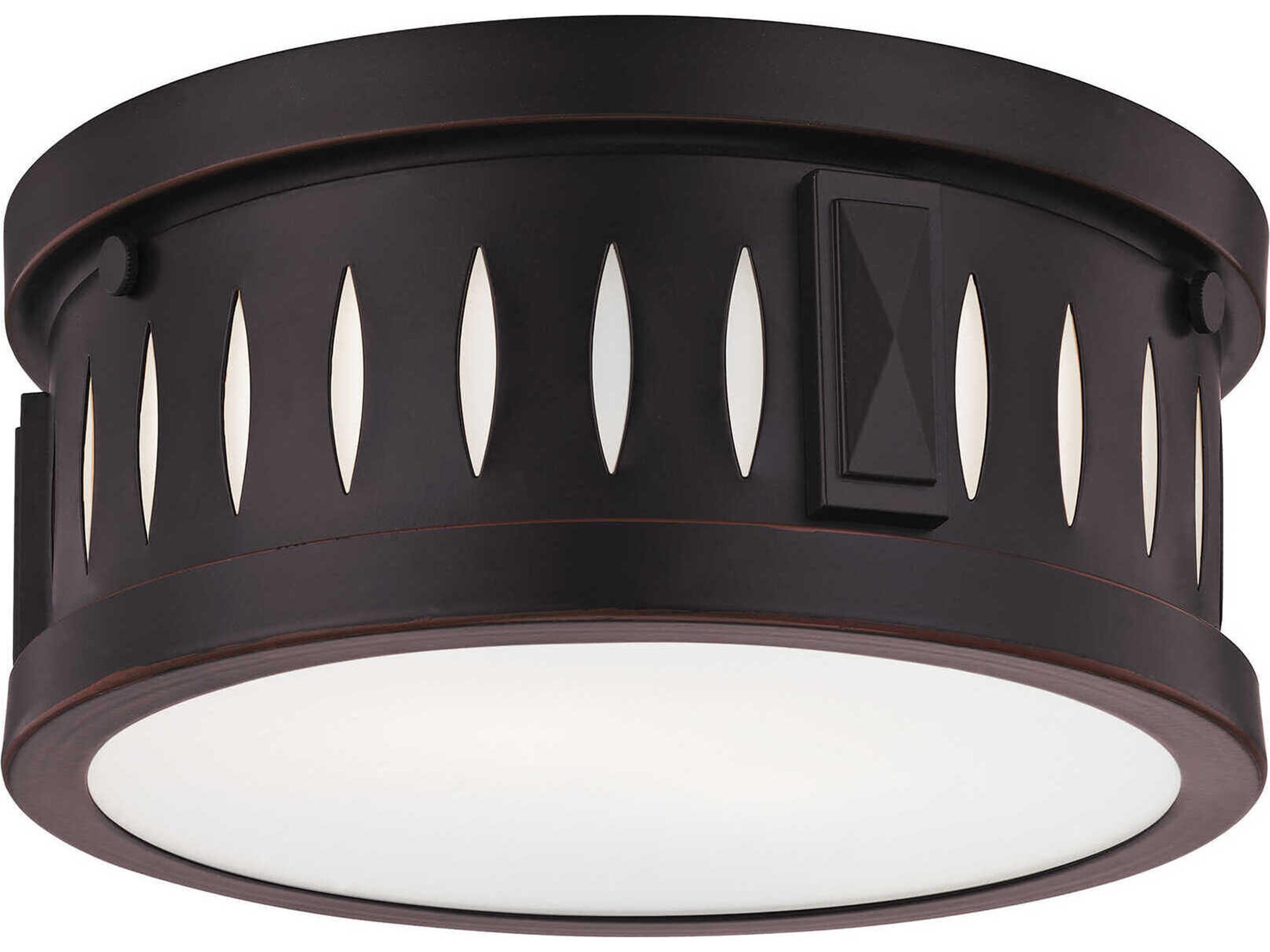 Livex Lighting Vista 2-Light Olde Bronze Glass Drum Flush Mount