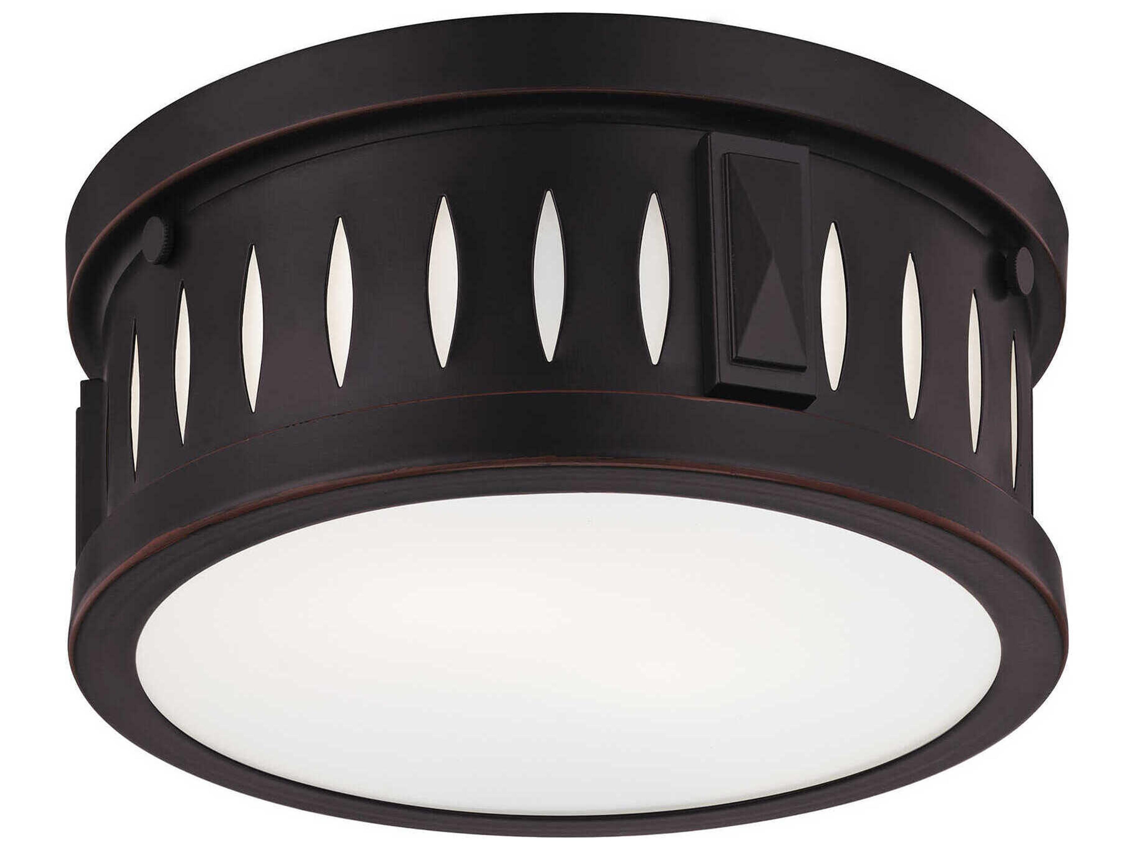 Livex Lighting Vista 2-Light Olde Bronze Glass Drum Flush Mount