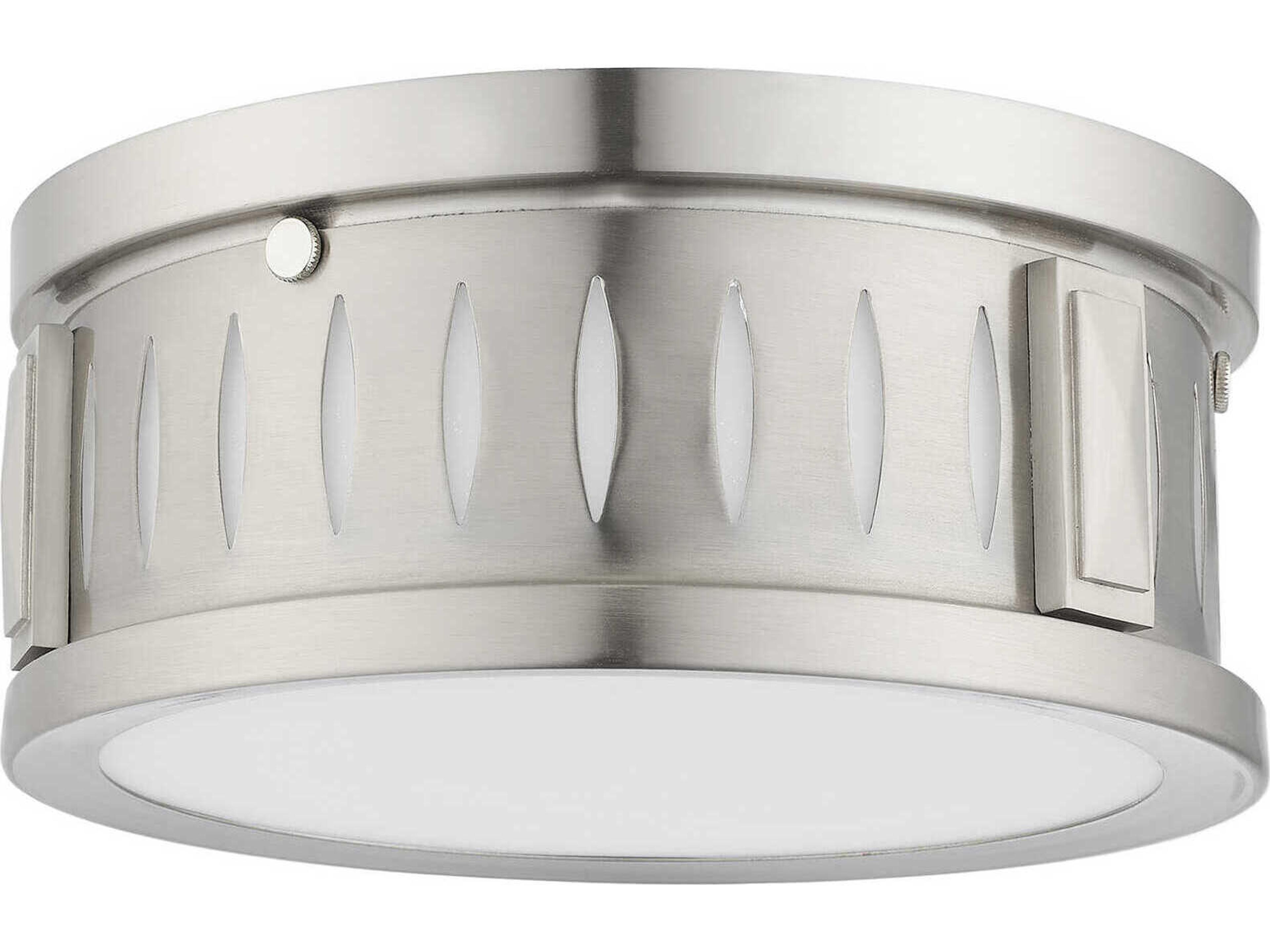 Livex Lighting Vista 2-Light Brushed Nickel Glass Drum Flush Mount