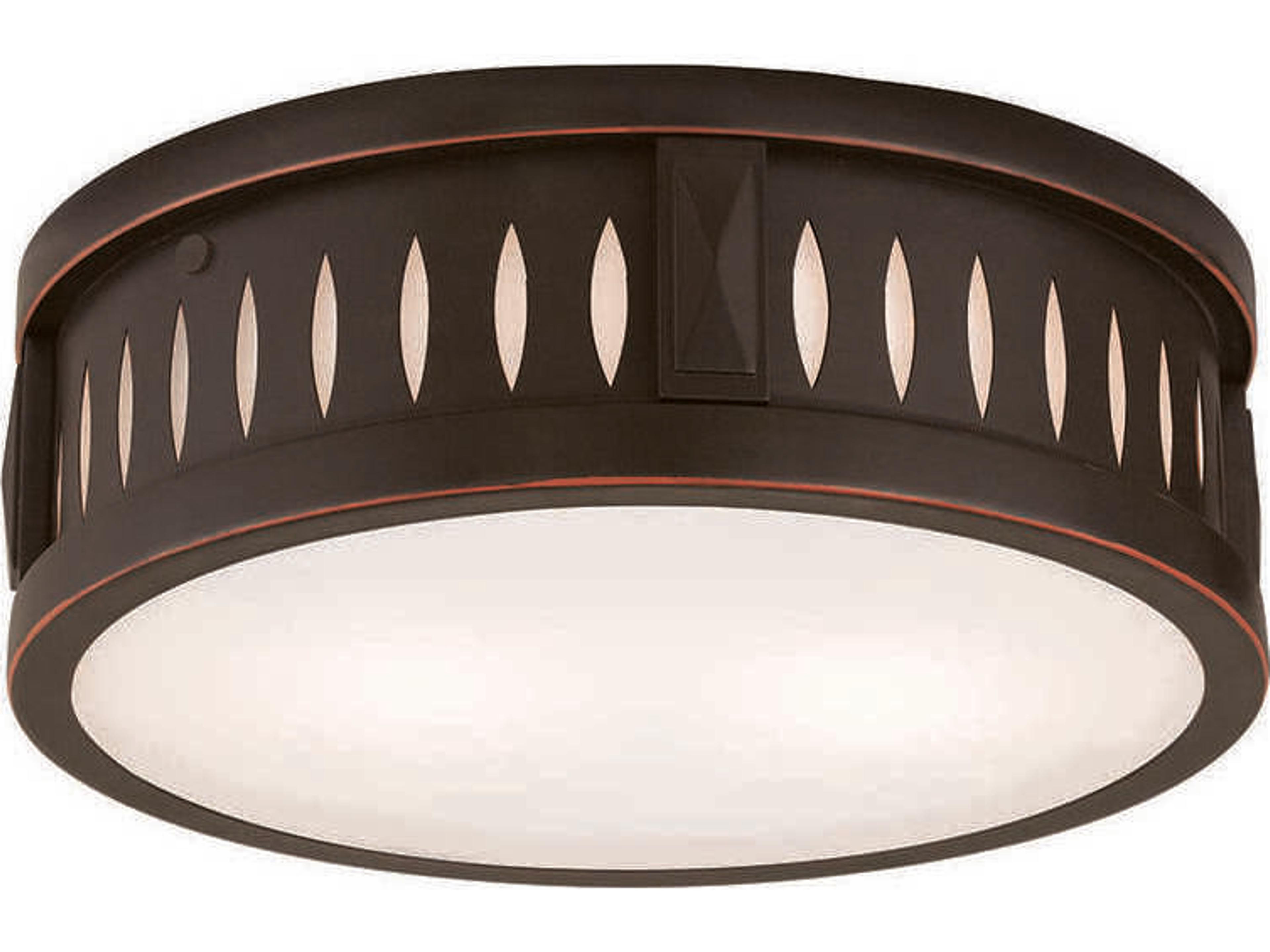 Vista 2-Light Olde Bronze Glass Drum Flush Mount