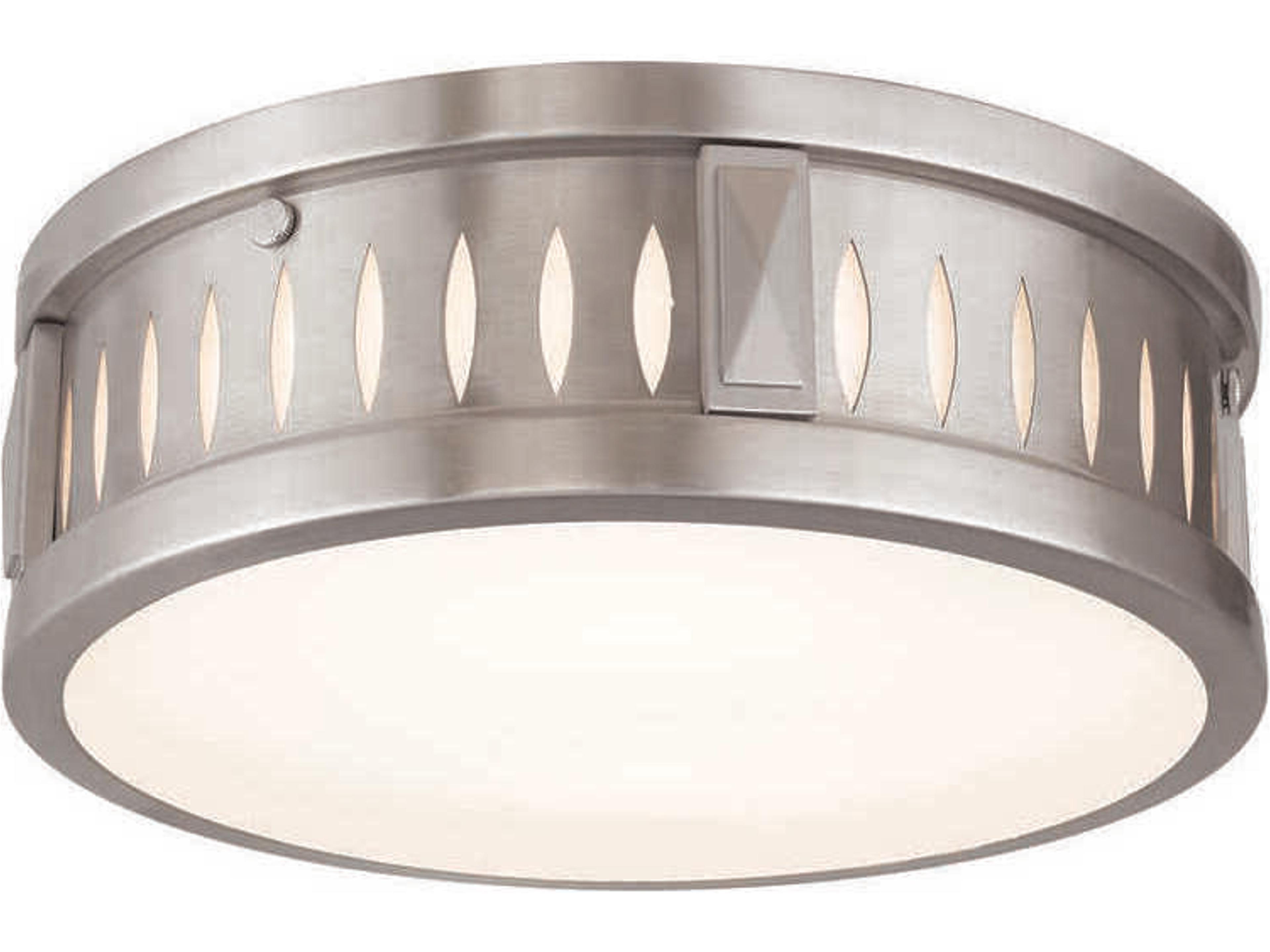 Vista 2-Light Brushed Nickel Glass Drum Flush Mount
