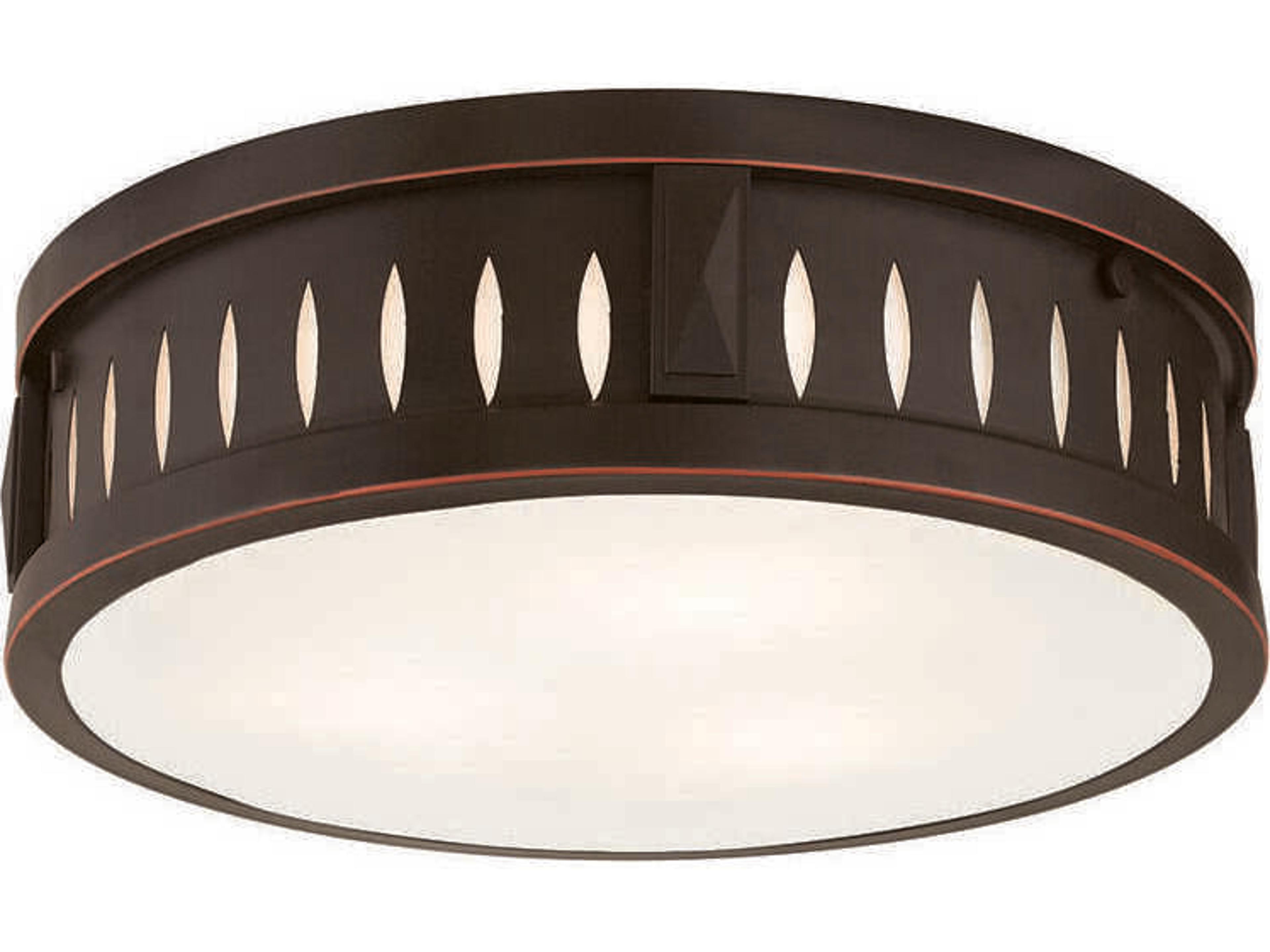 Vista 3-Light Olde Bronze Glass Drum Flush Mount