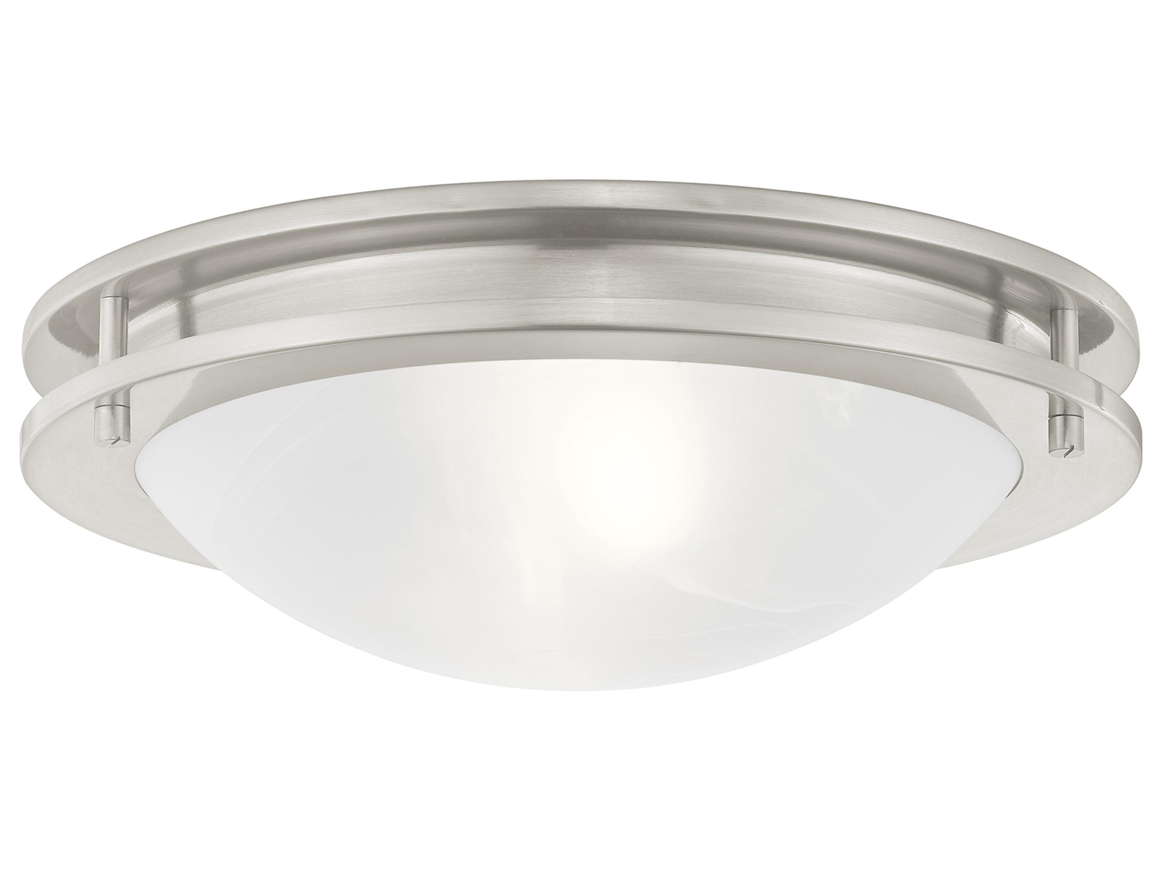 Ariel 2-Light Brushed Nickel White Glass Bowl Flush Mount