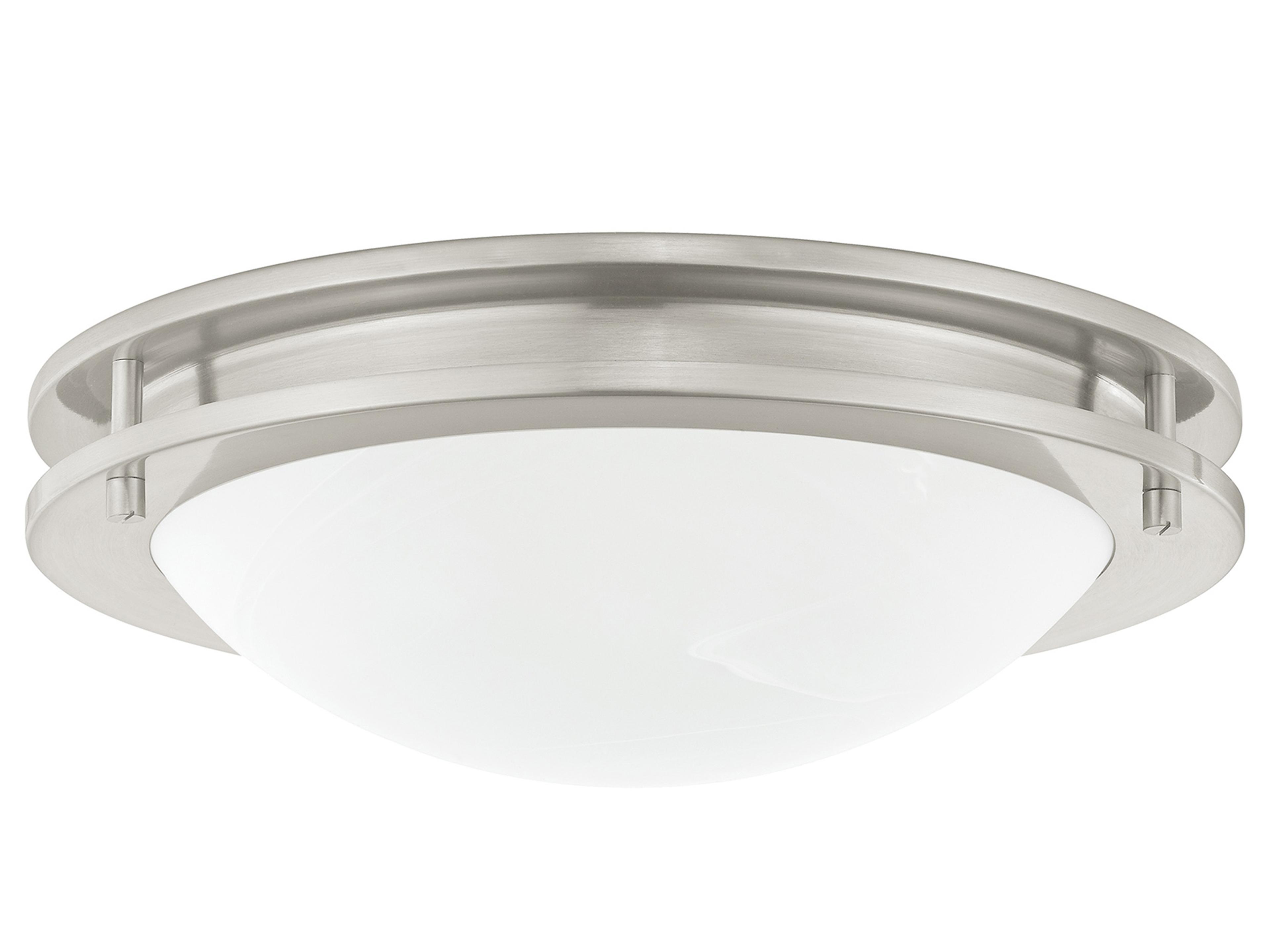 Livex Lighting Ariel 2-Light Brushed Nickel White Glass Bowl Flush Mount