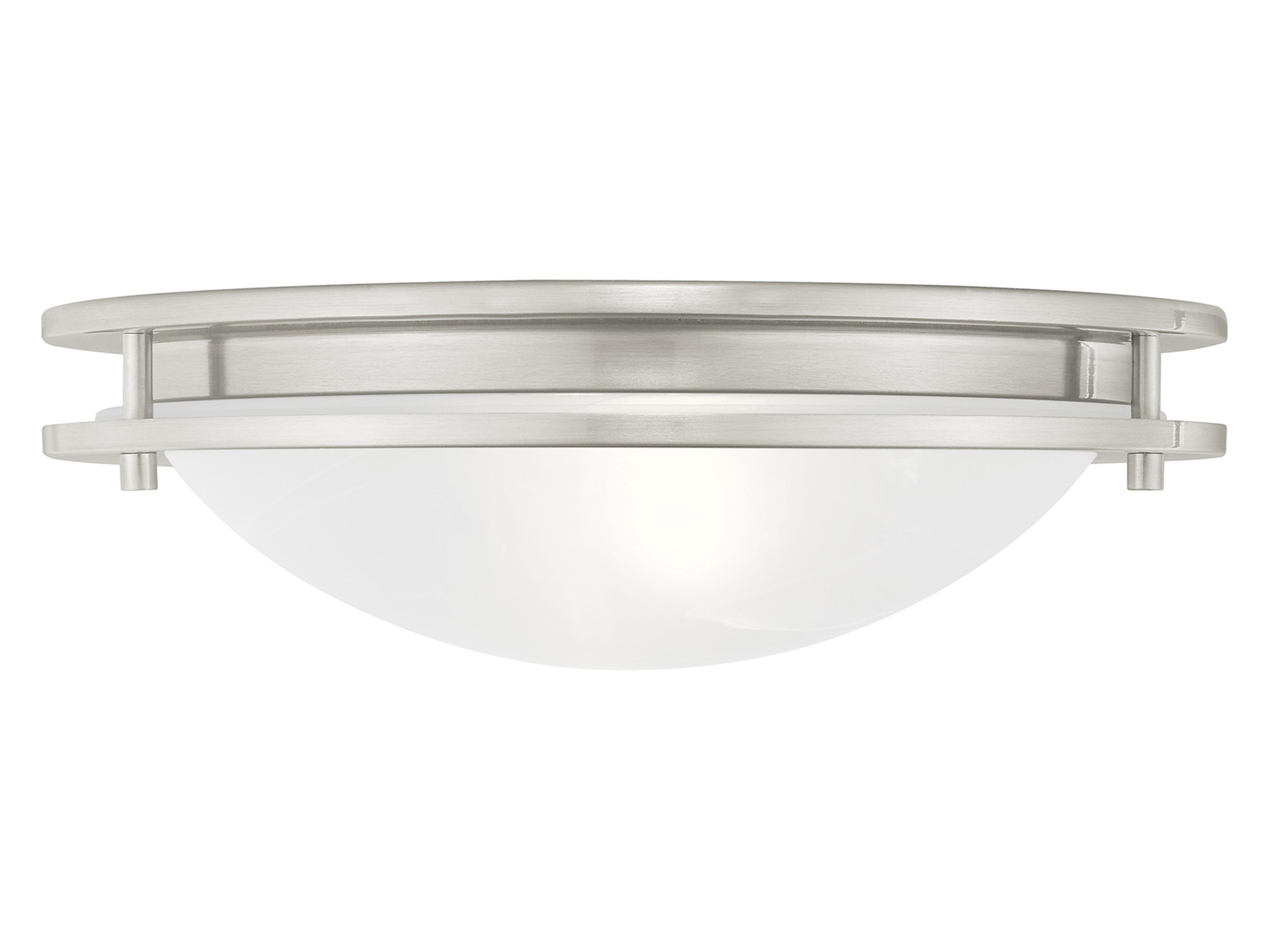 Livex Lighting Ariel 2-Light Brushed Nickel White Glass Bowl Flush Mount