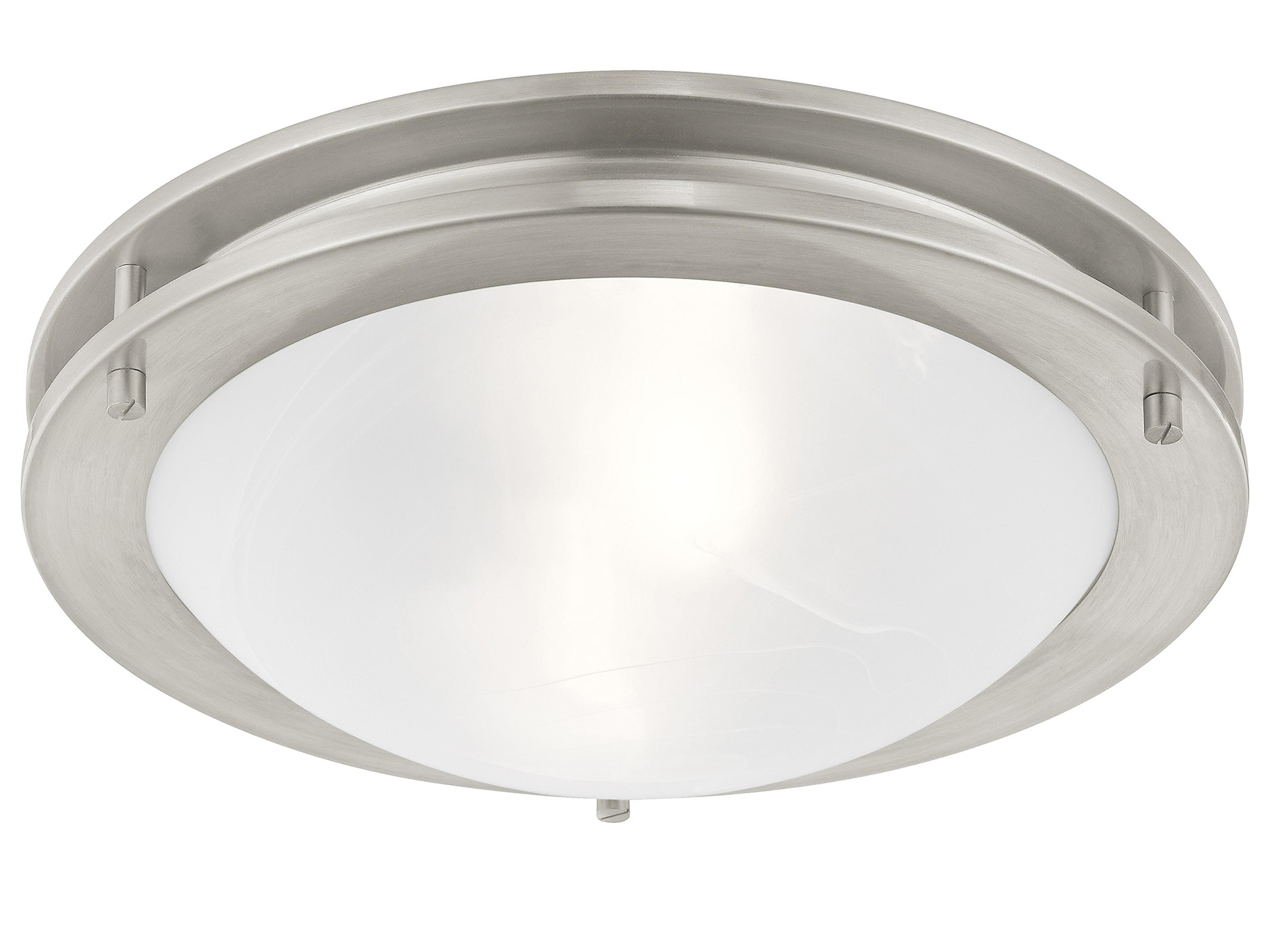 Livex Lighting Ariel 2-Light Brushed Nickel White Glass Bowl Flush Mount