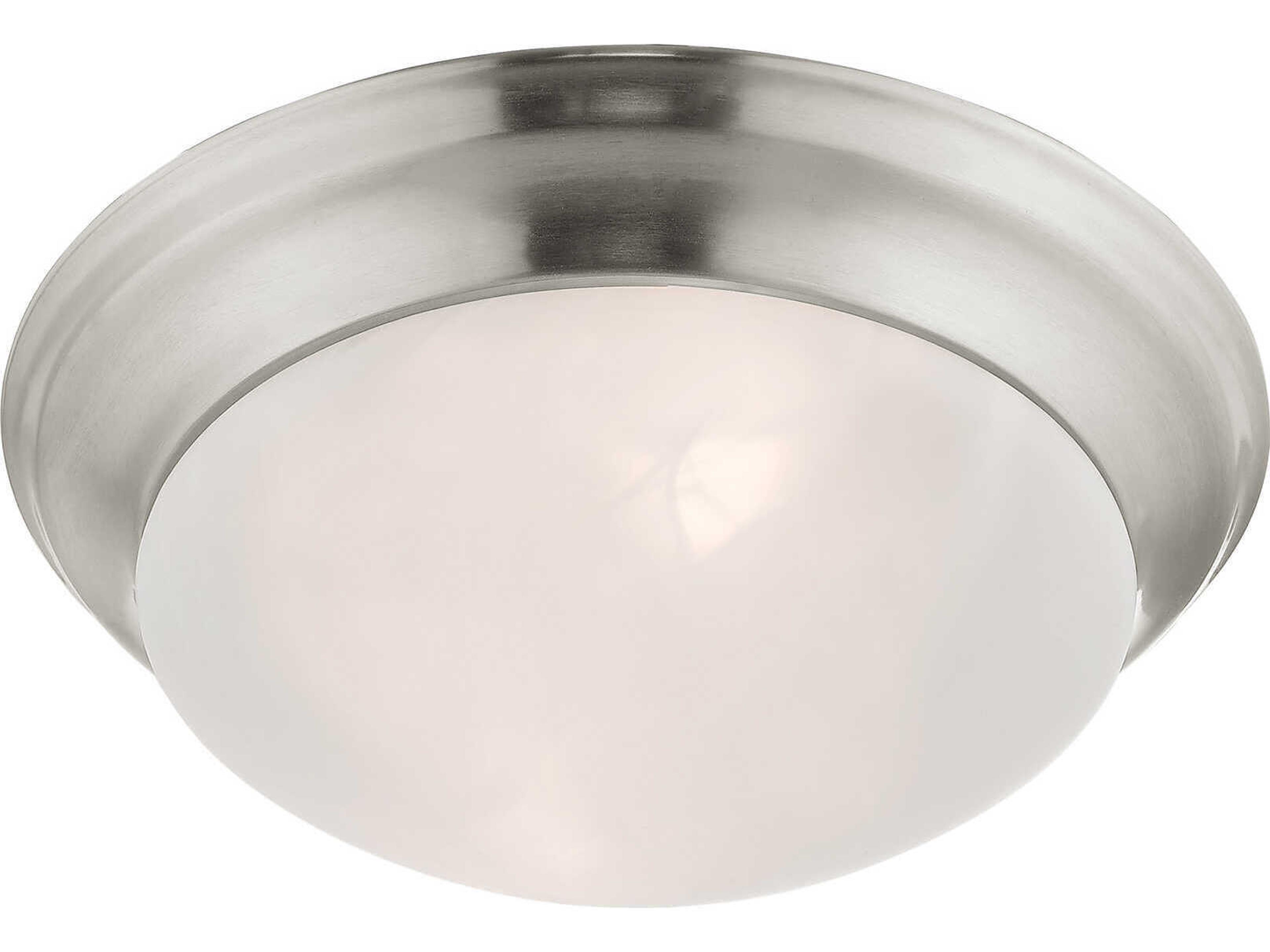 Livex Lighting Omega 2-Light Brushed Nickel Glass Bowl Flush Mount