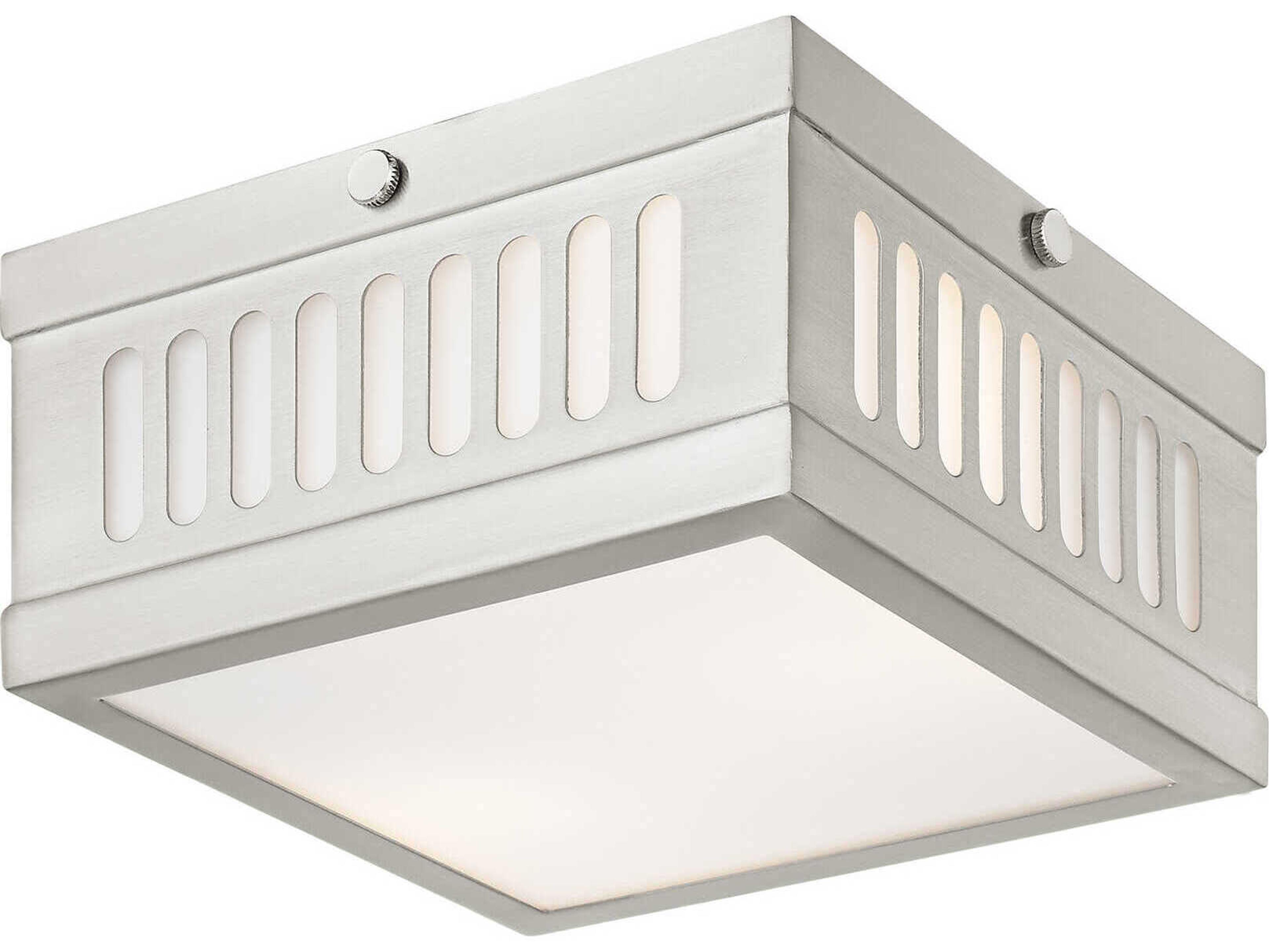 Livex Lighting Prentice 2-Light Brushed Nickel Glass Flush Mount