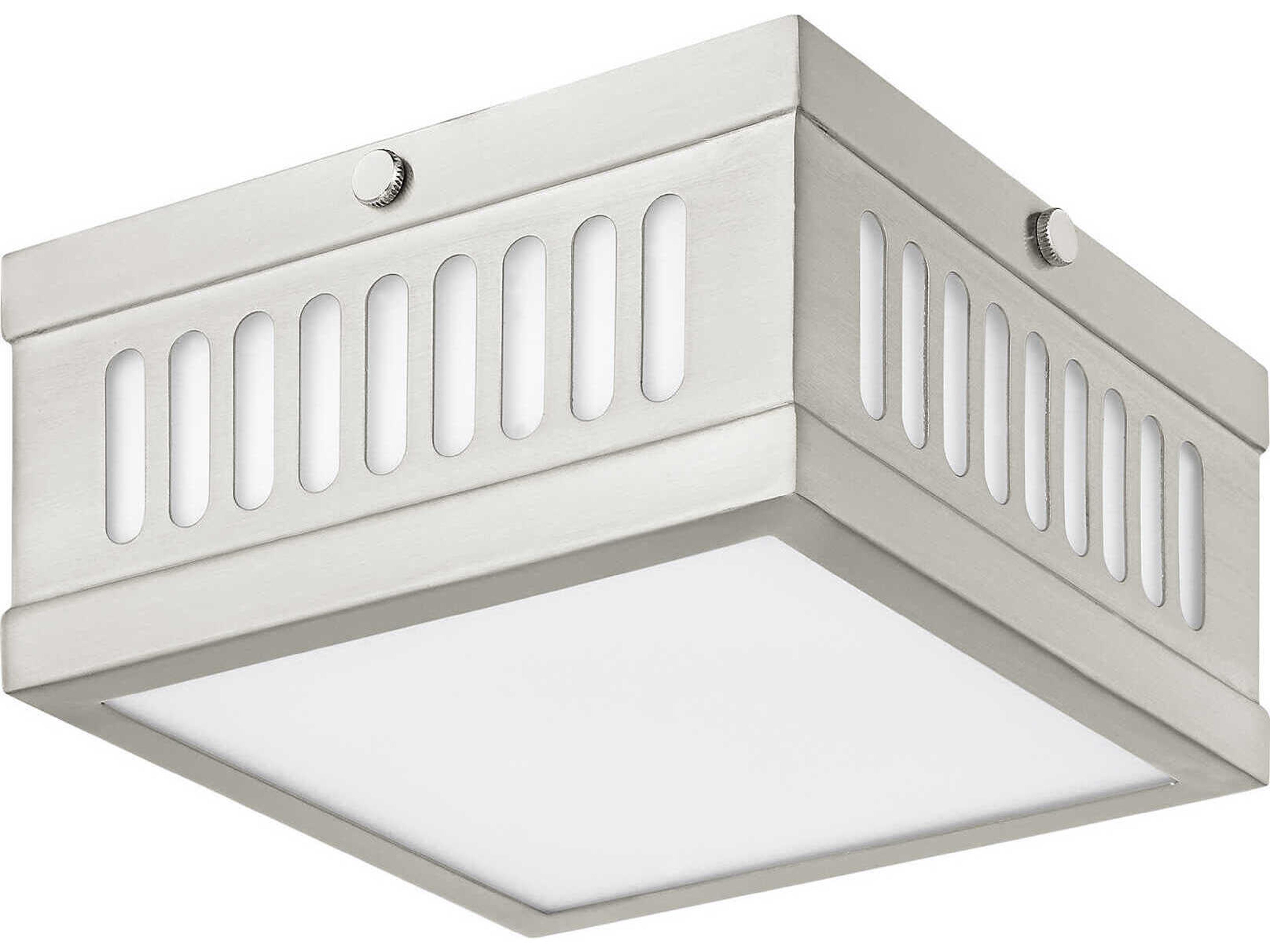 Livex Lighting Prentice 2-Light Brushed Nickel Glass Flush Mount