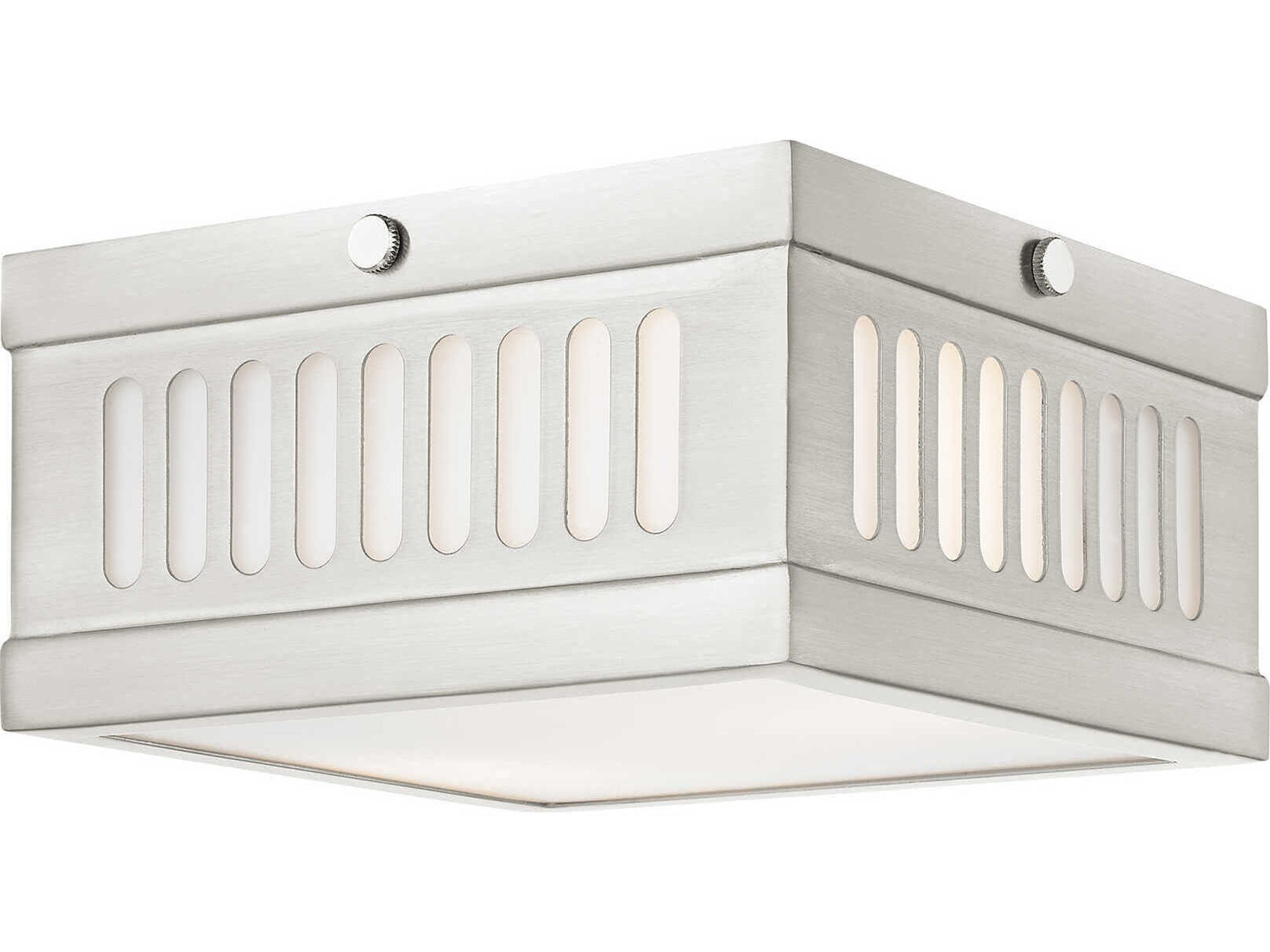 Livex Lighting Prentice 2-Light Brushed Nickel Glass Flush Mount