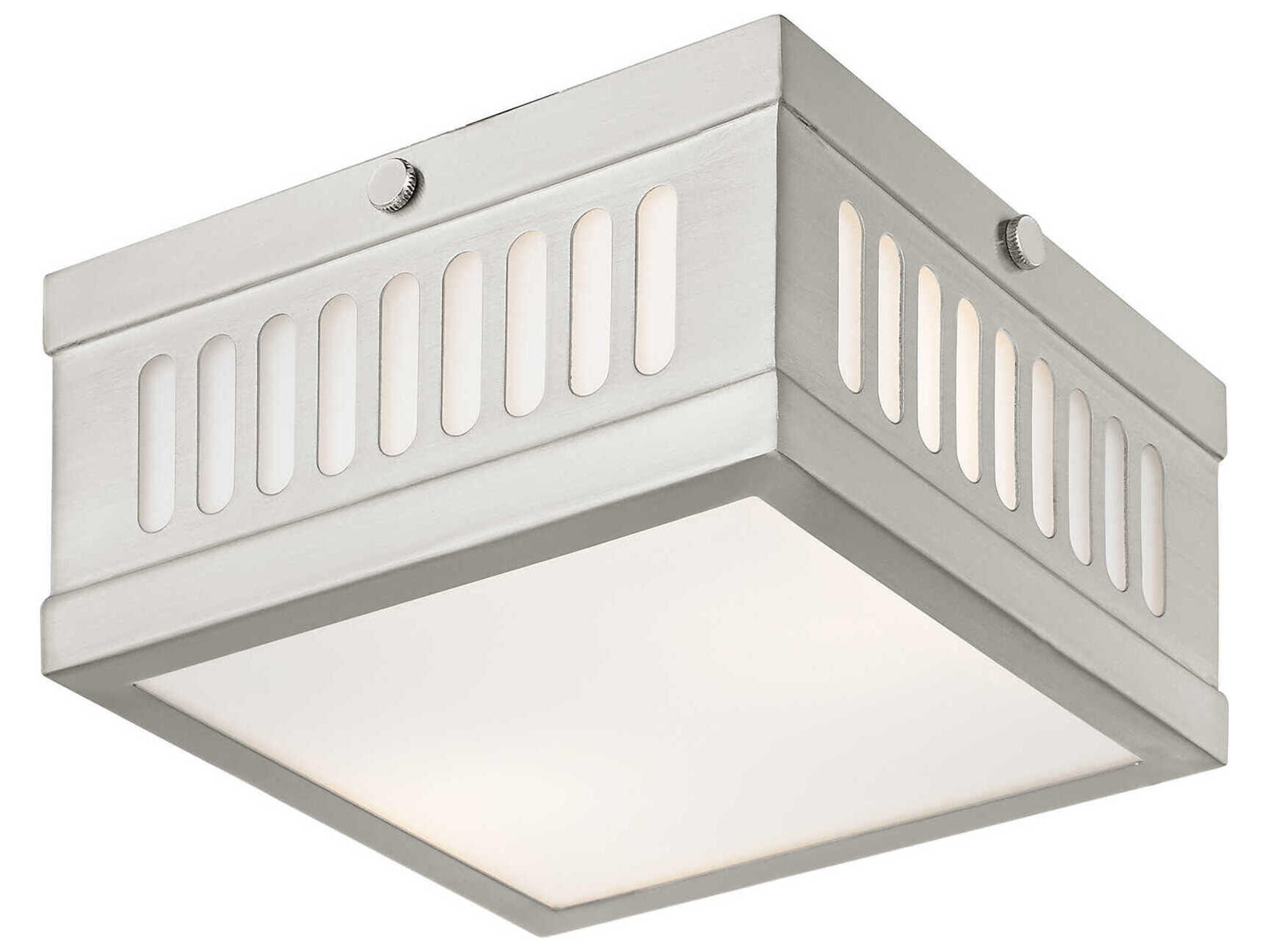 Livex Lighting Prentice 2-Light Brushed Nickel Glass Flush Mount