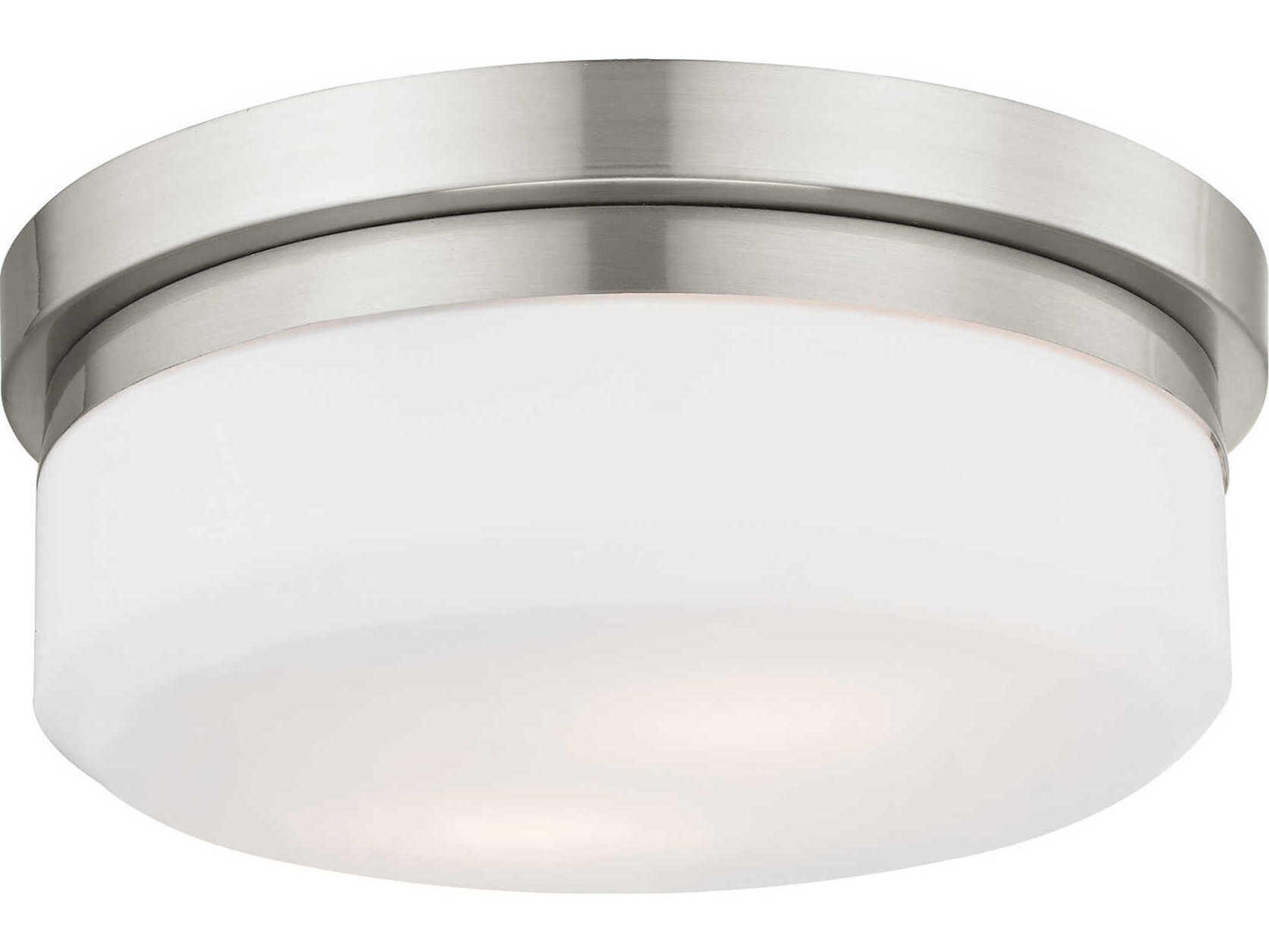 Stratus 2-Light Brushed Nickel Glass Drum Flush Mount