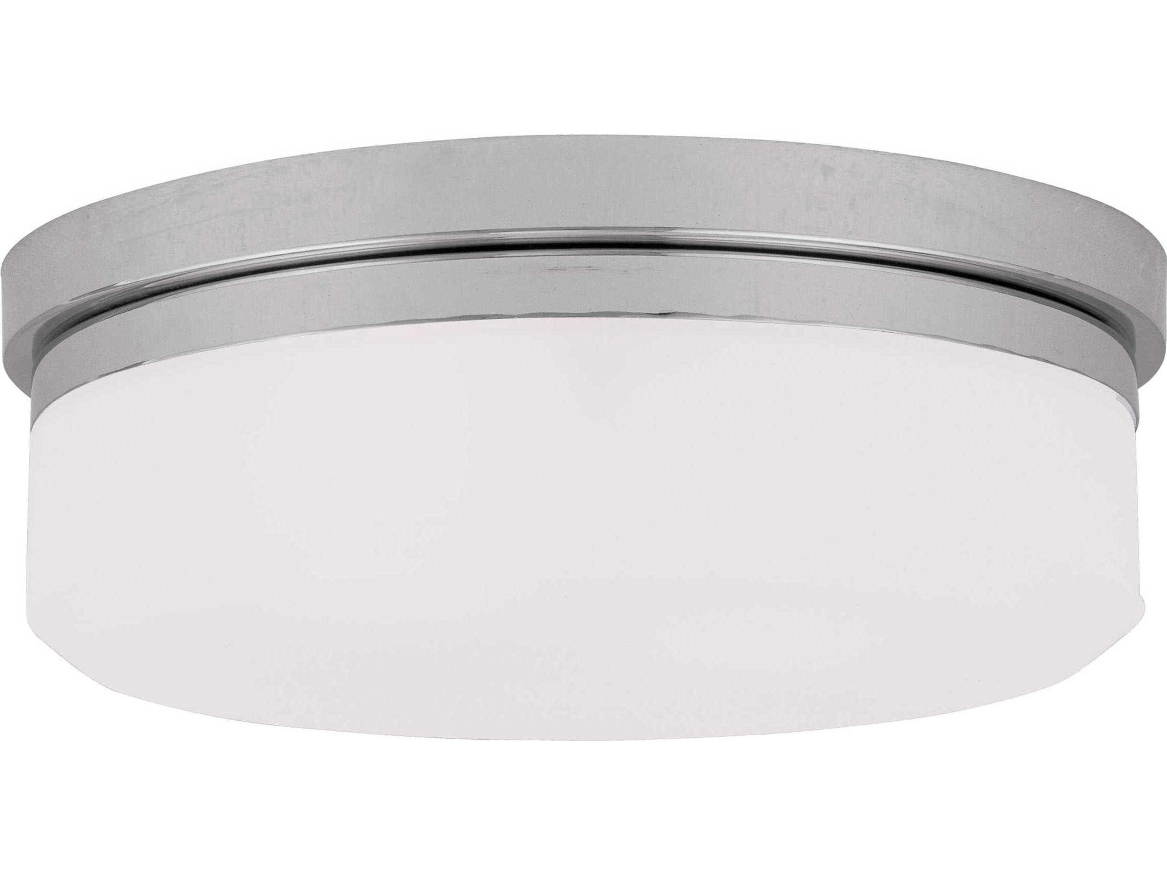 Stratus 2-Light Polished Chrome White Glass Drum Flush Mount