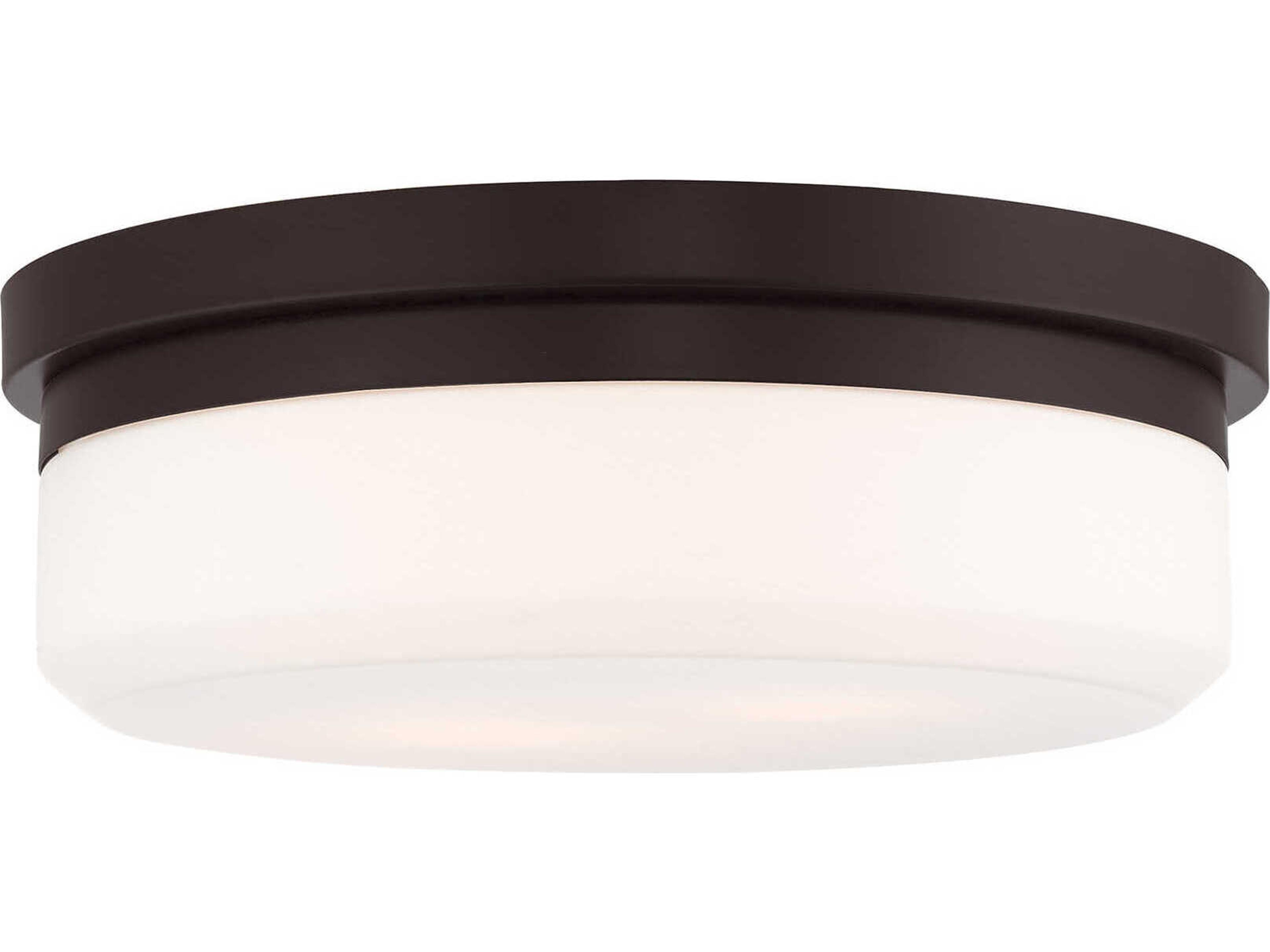 Stratus 2-Light Bronze Glass Drum Flush Mount