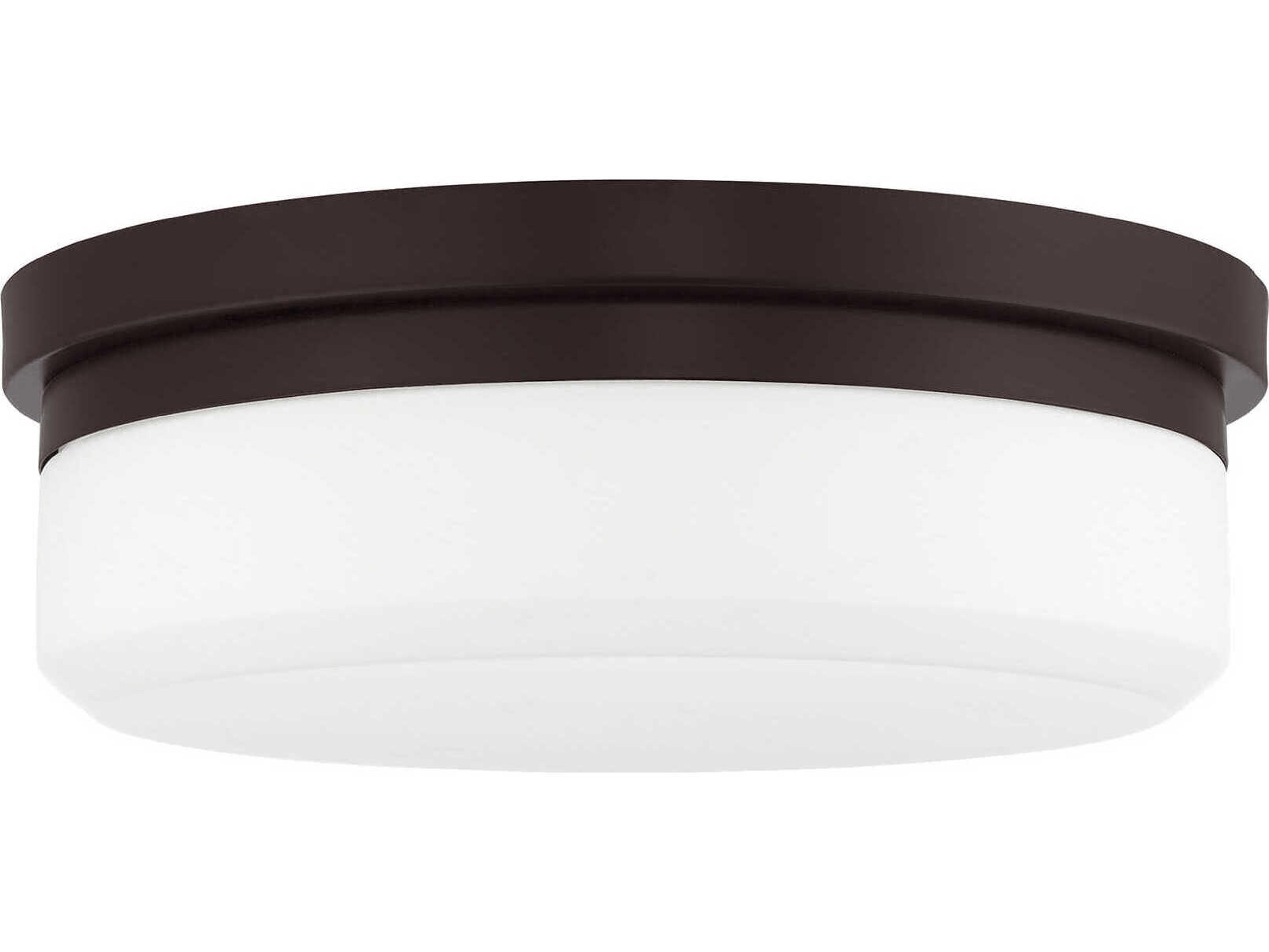 Livex Lighting Stratus 2-Light Bronze Glass Drum Flush Mount