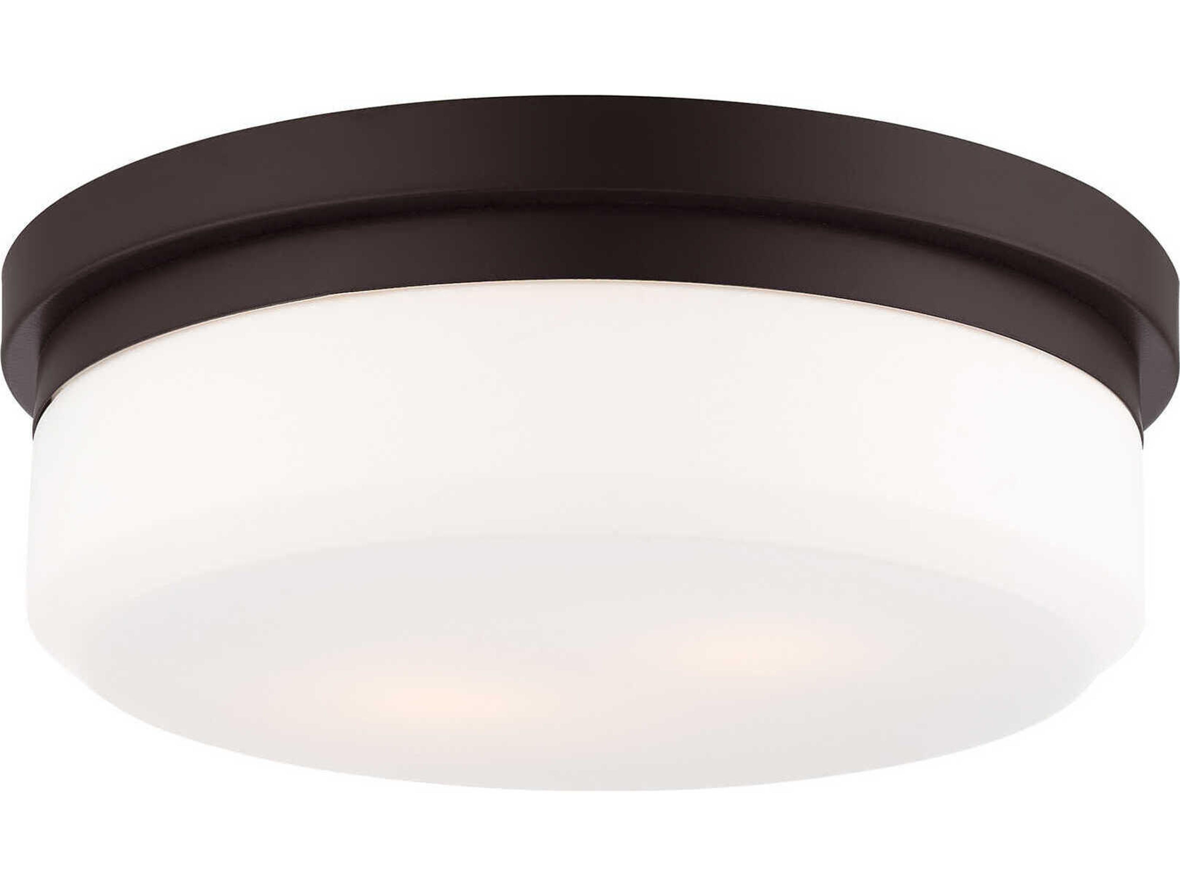 Livex Lighting Stratus 2-Light Bronze Glass Drum Flush Mount