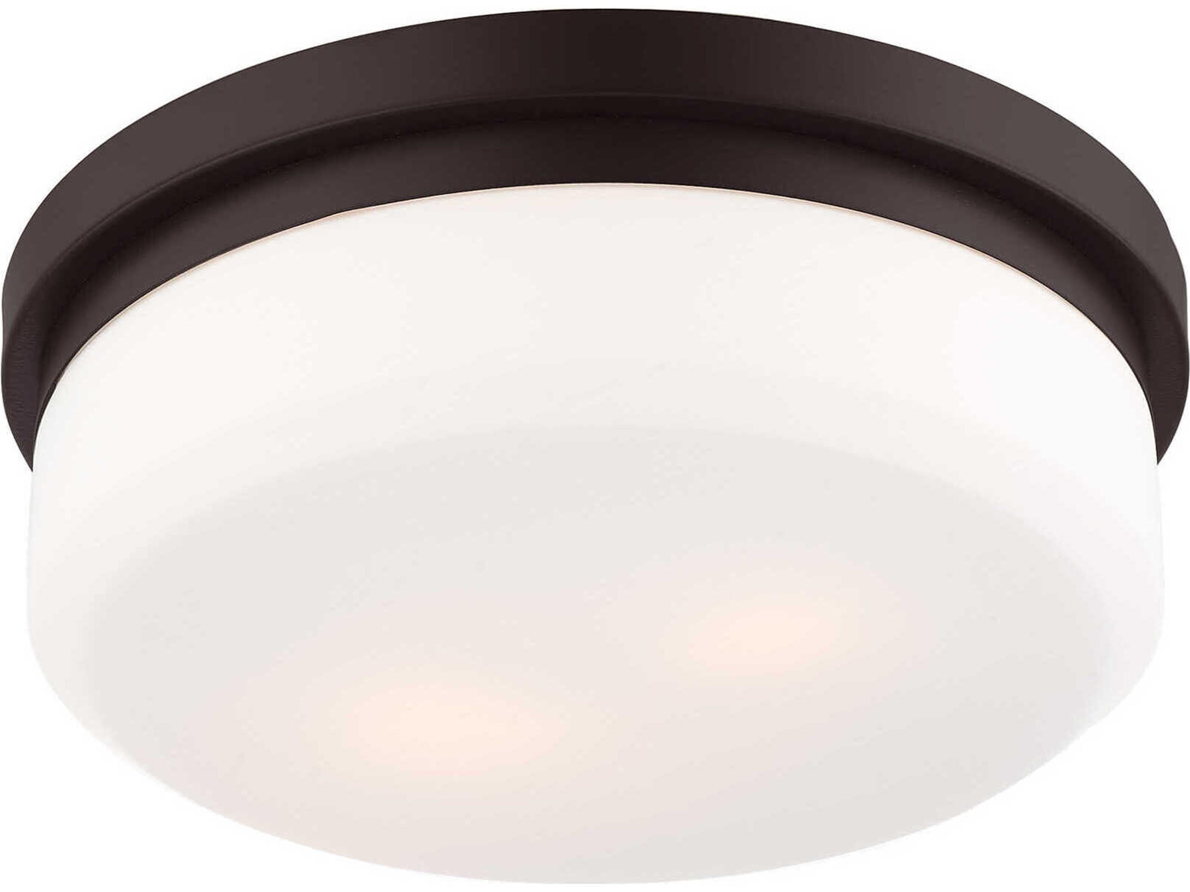 Livex Lighting Stratus 2-Light Bronze Glass Drum Flush Mount