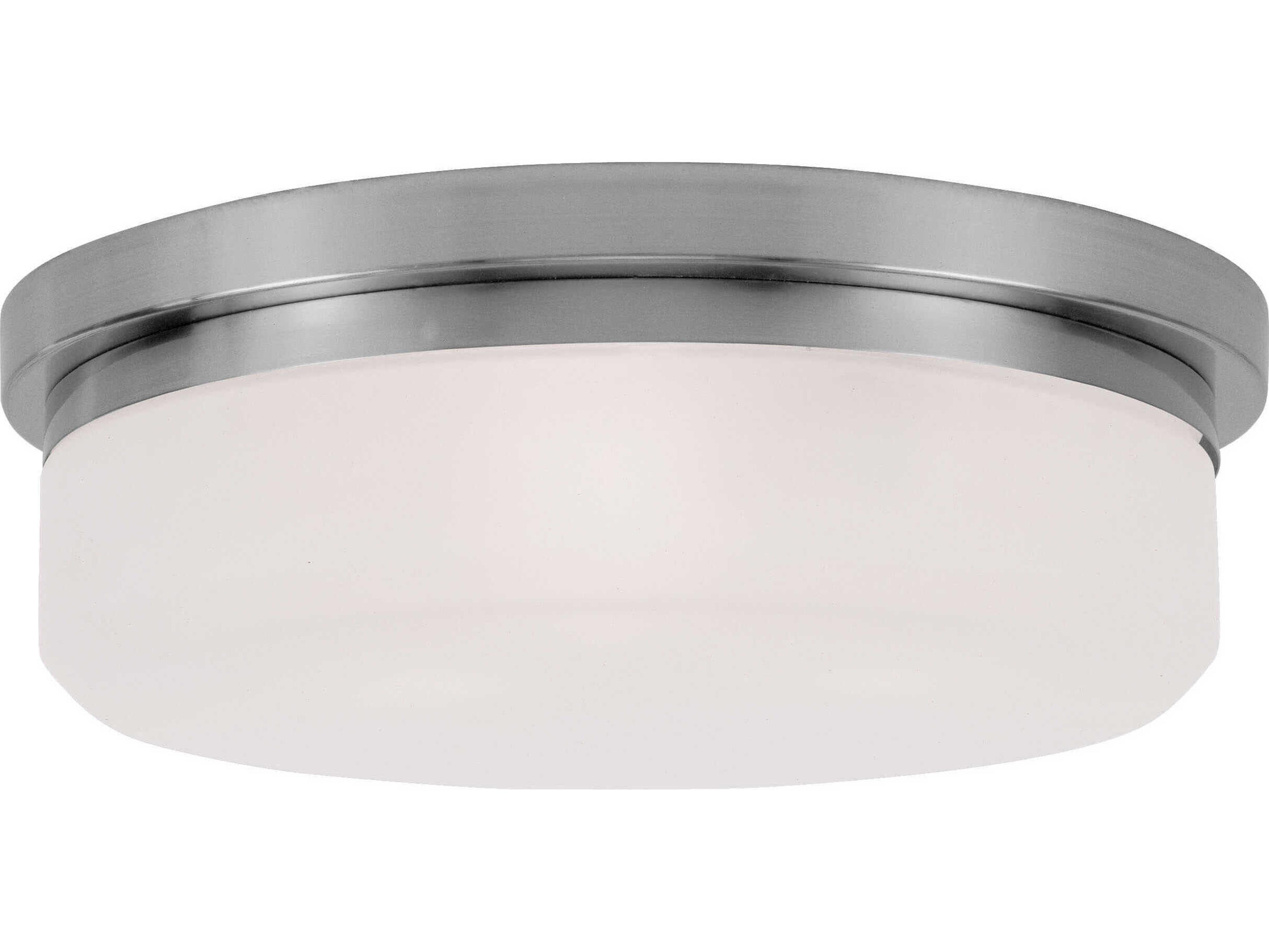 Stratus 3-Light Brushed Nickel White Glass Drum Flush Mount