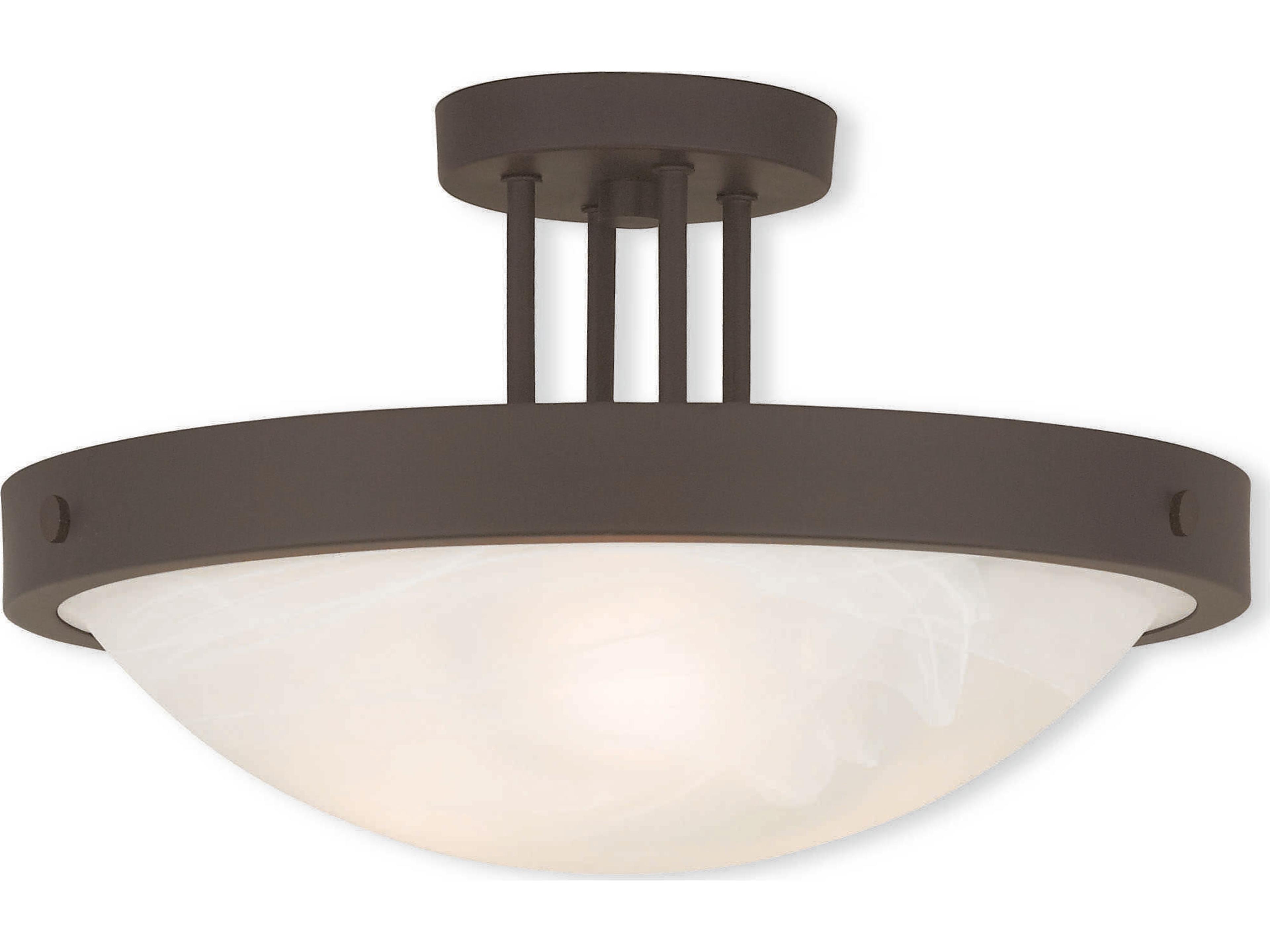 New Brighton 3-Light Bronze Glass Bowl Semi Flush Mount