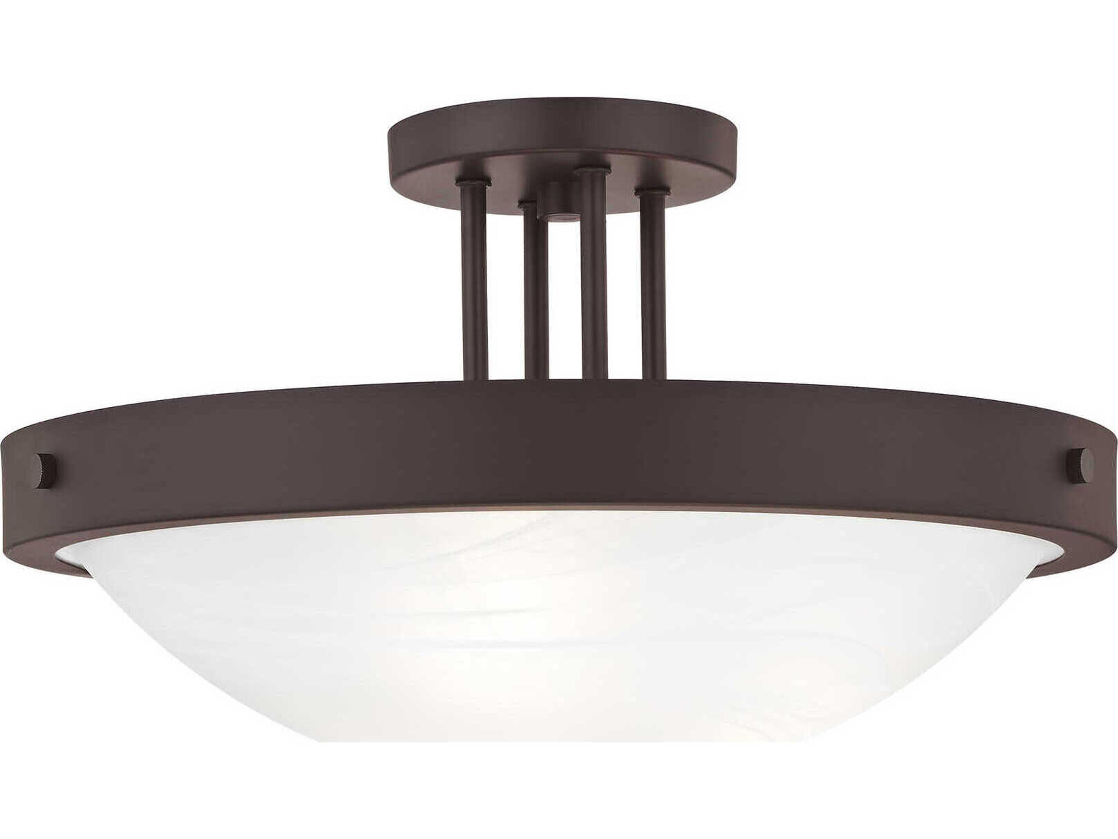 Livex Lighting New Brighton 3-Light Bronze Glass Bowl Semi Flush Mount