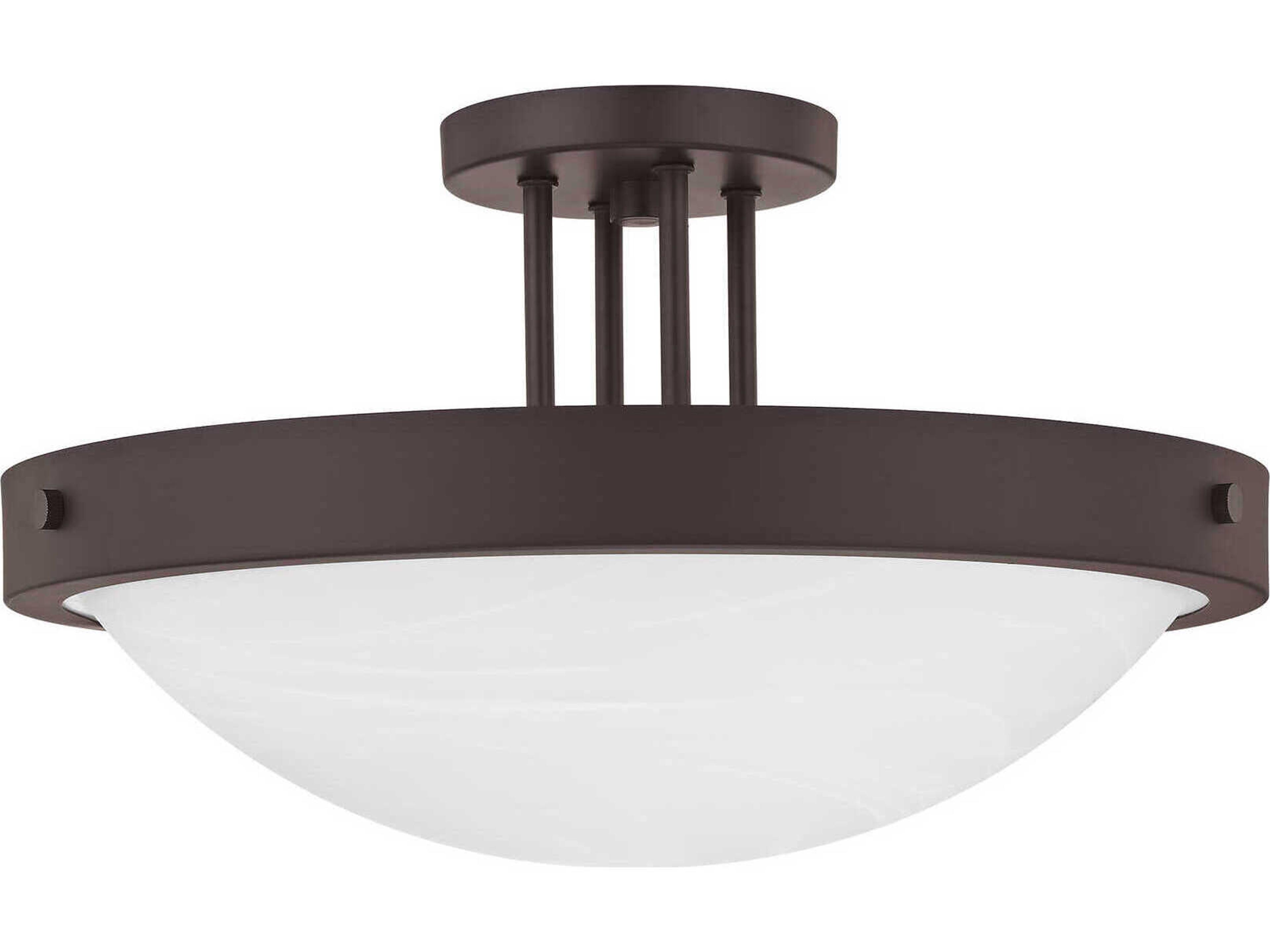 Livex Lighting New Brighton 3-Light Bronze Glass Bowl Semi Flush Mount