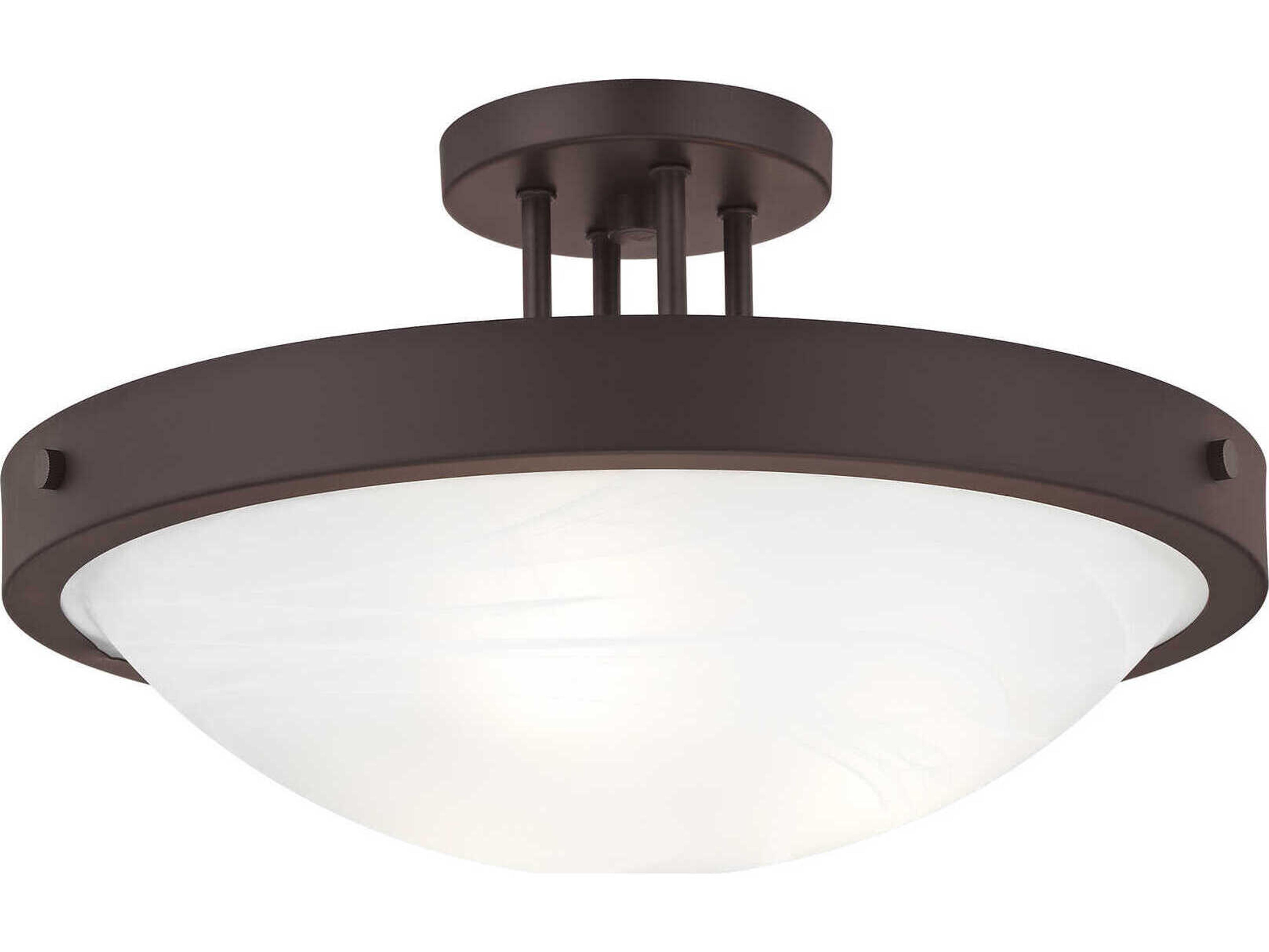Livex Lighting New Brighton 3-Light Bronze Glass Bowl Semi Flush Mount