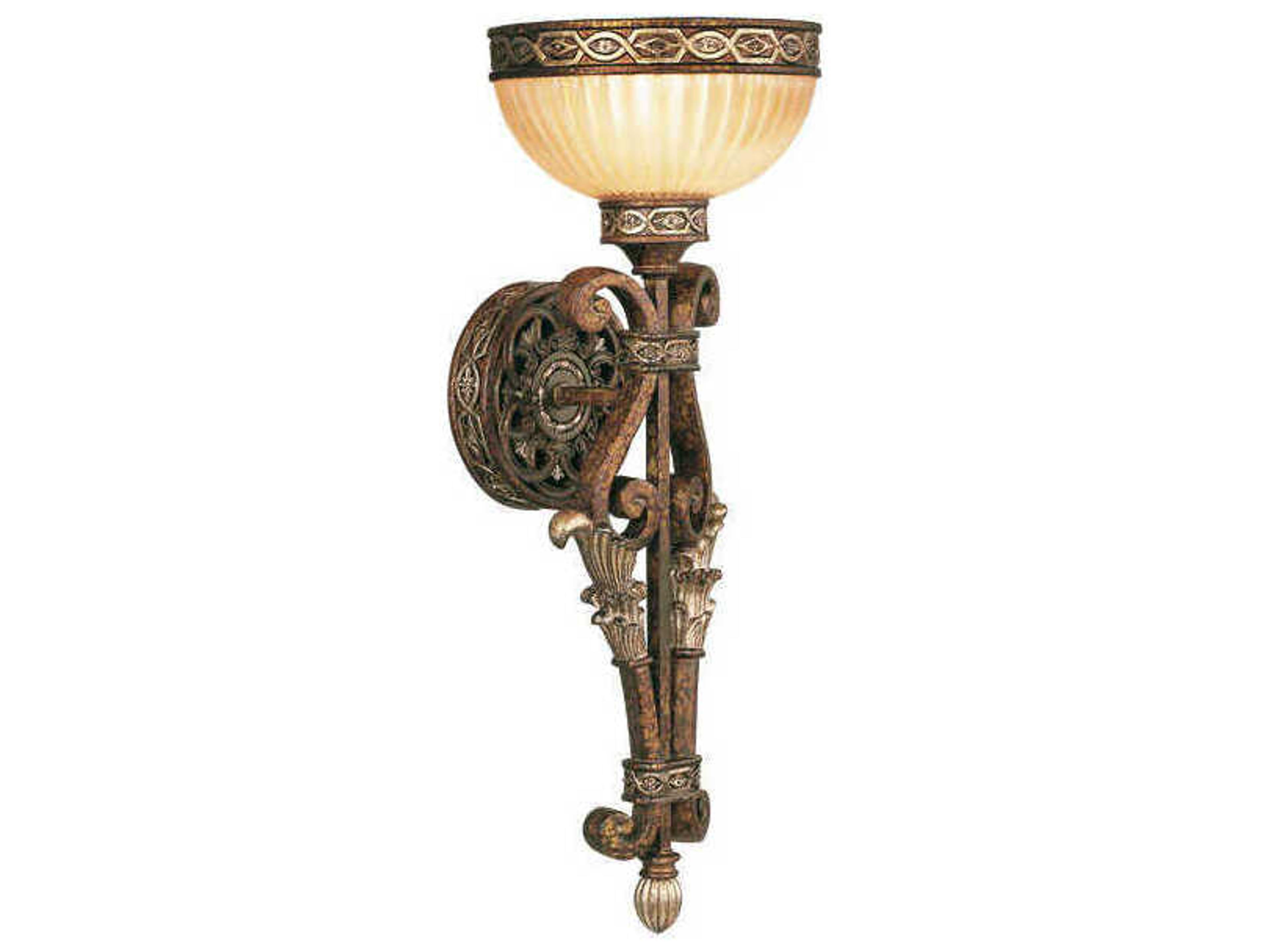 Seville 1-Light Palacial Bronze Gilded Glass Wall Sconce