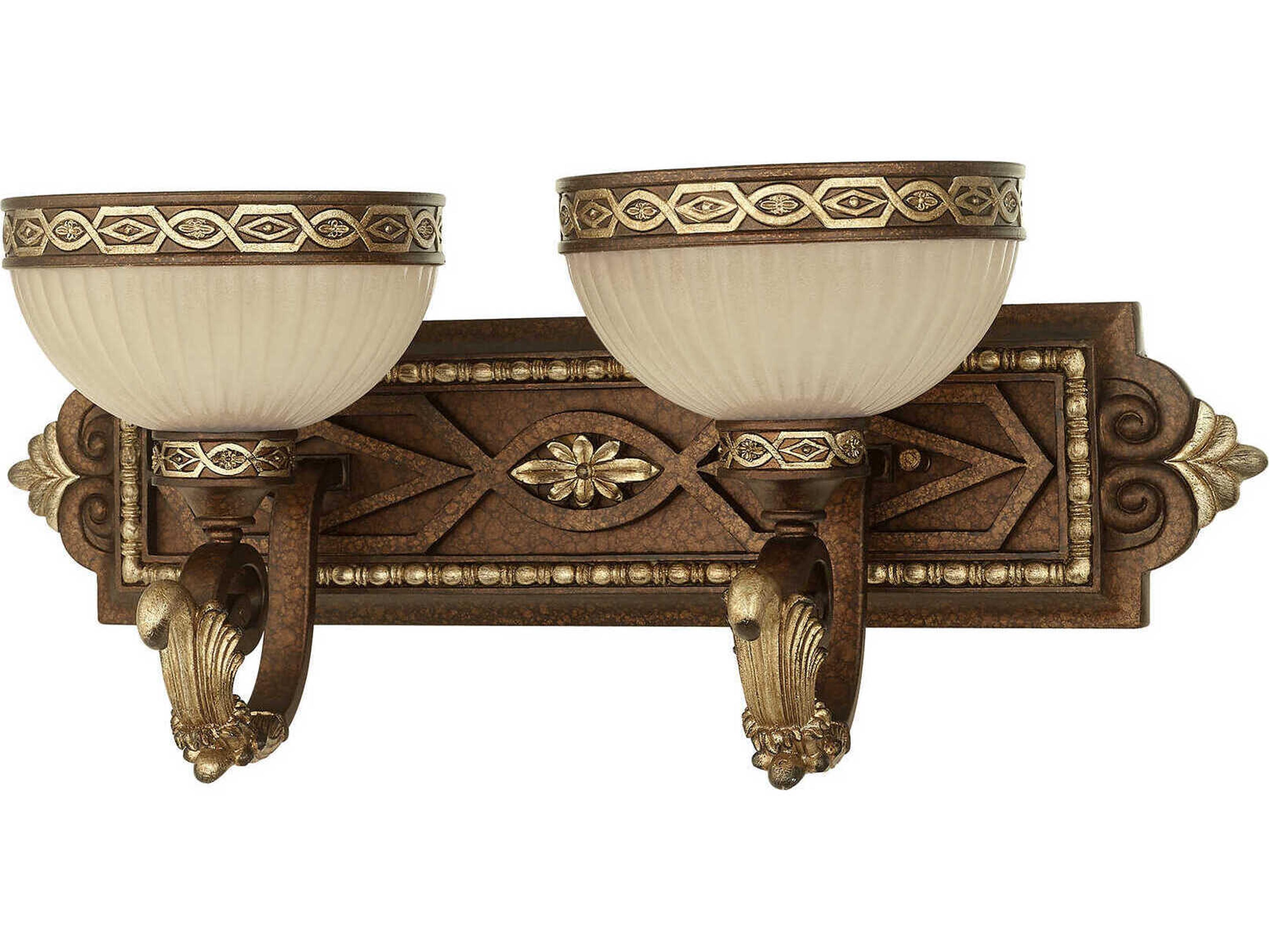 Livex Lighting Seville 2-Light Palacial Bronze Gilded Glass Vanity Light
