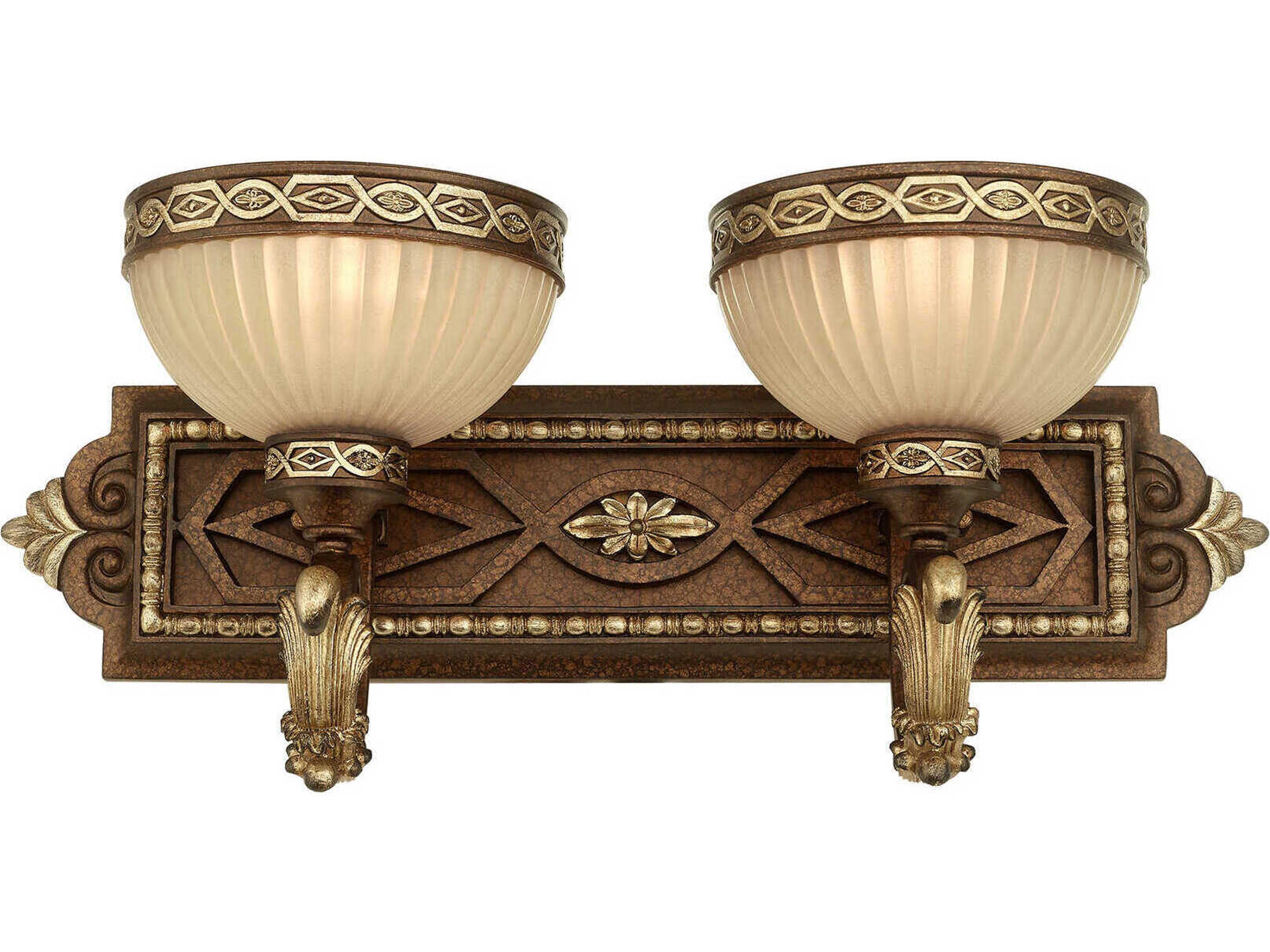 Livex Lighting Seville 2-Light Palacial Bronze Gilded Glass Vanity Light