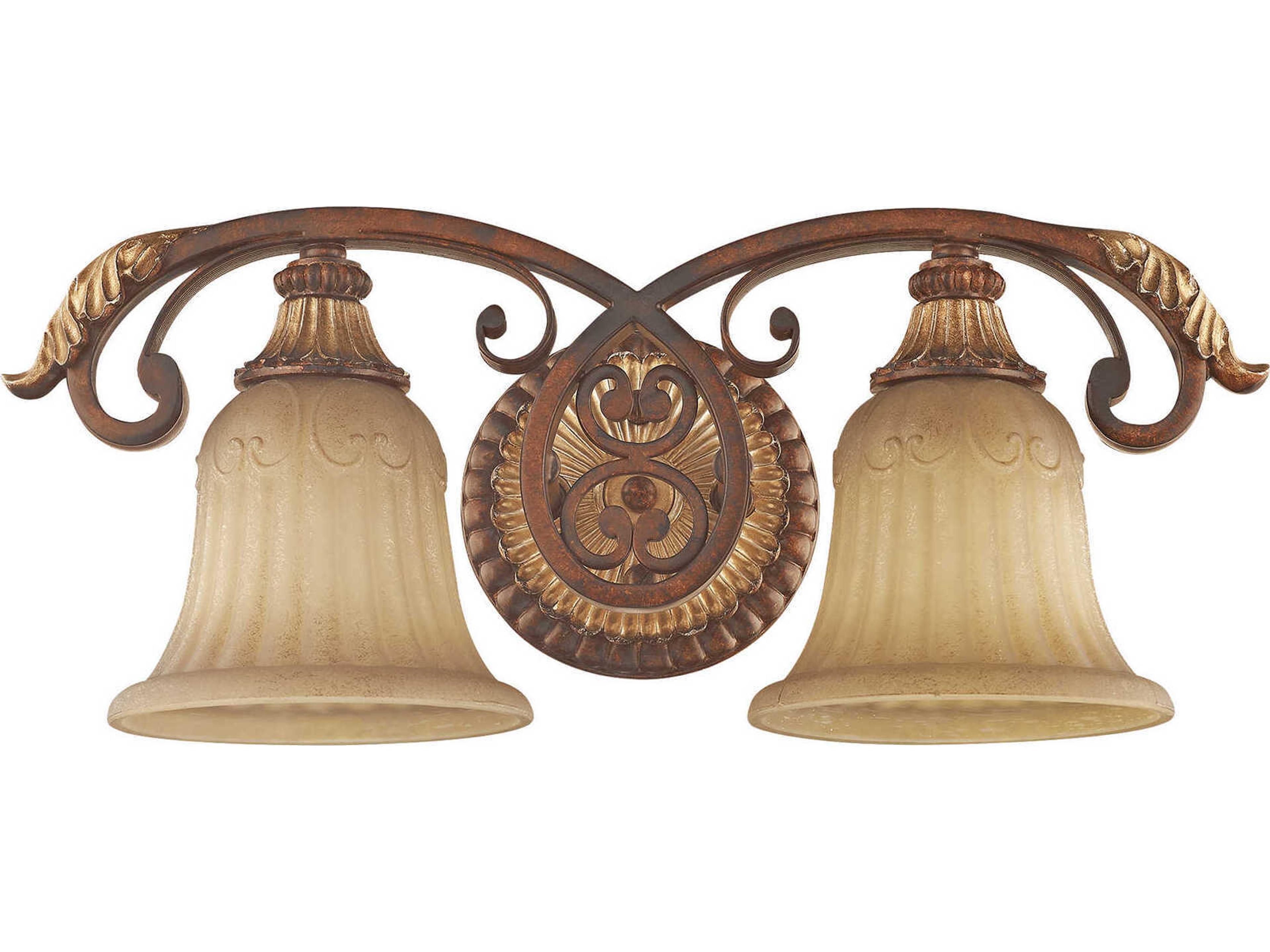 Livex Lighting Villa Verona 2-Light Bronze Aged Gold Leaf Glass Vanity Light