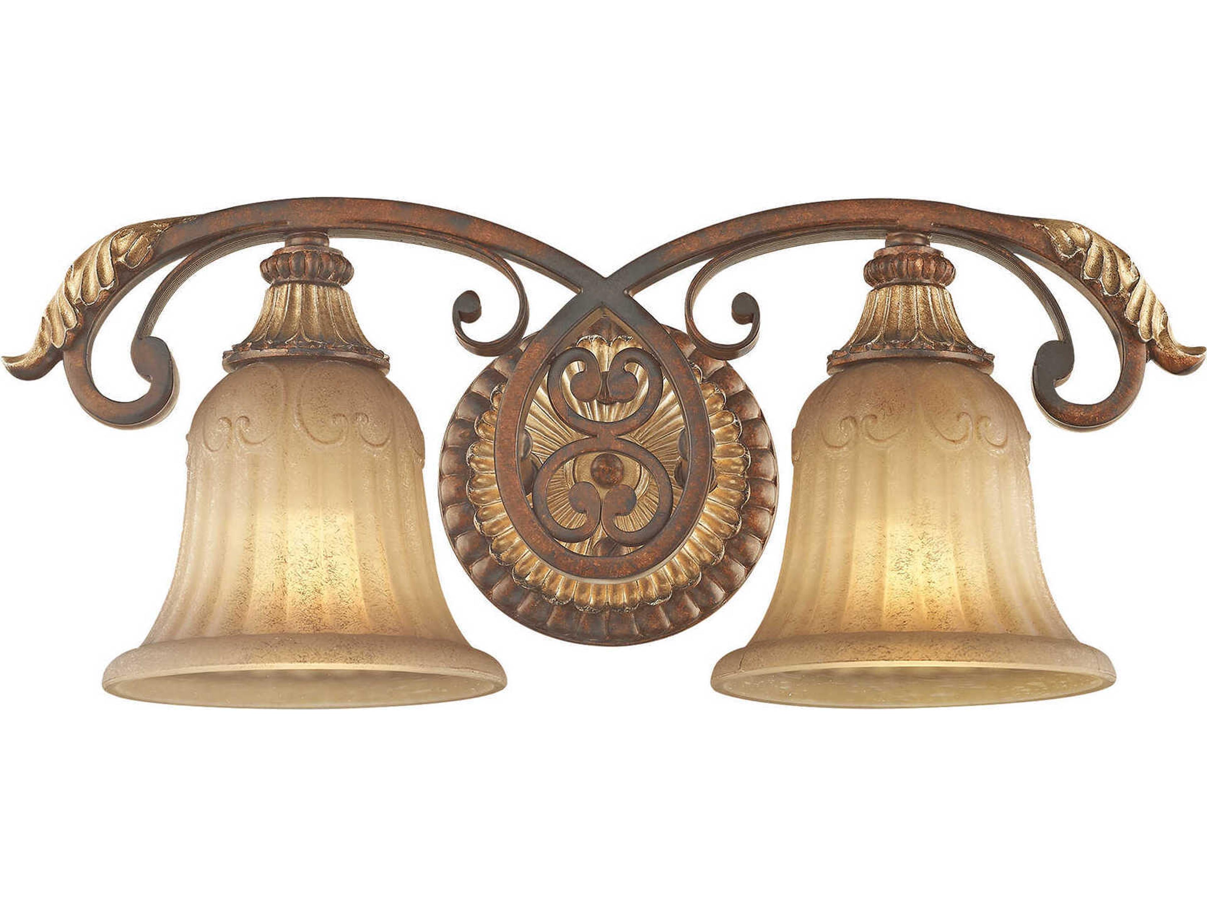 Livex Lighting Villa Verona 2-Light Bronze Aged Gold Leaf Glass Vanity Light
