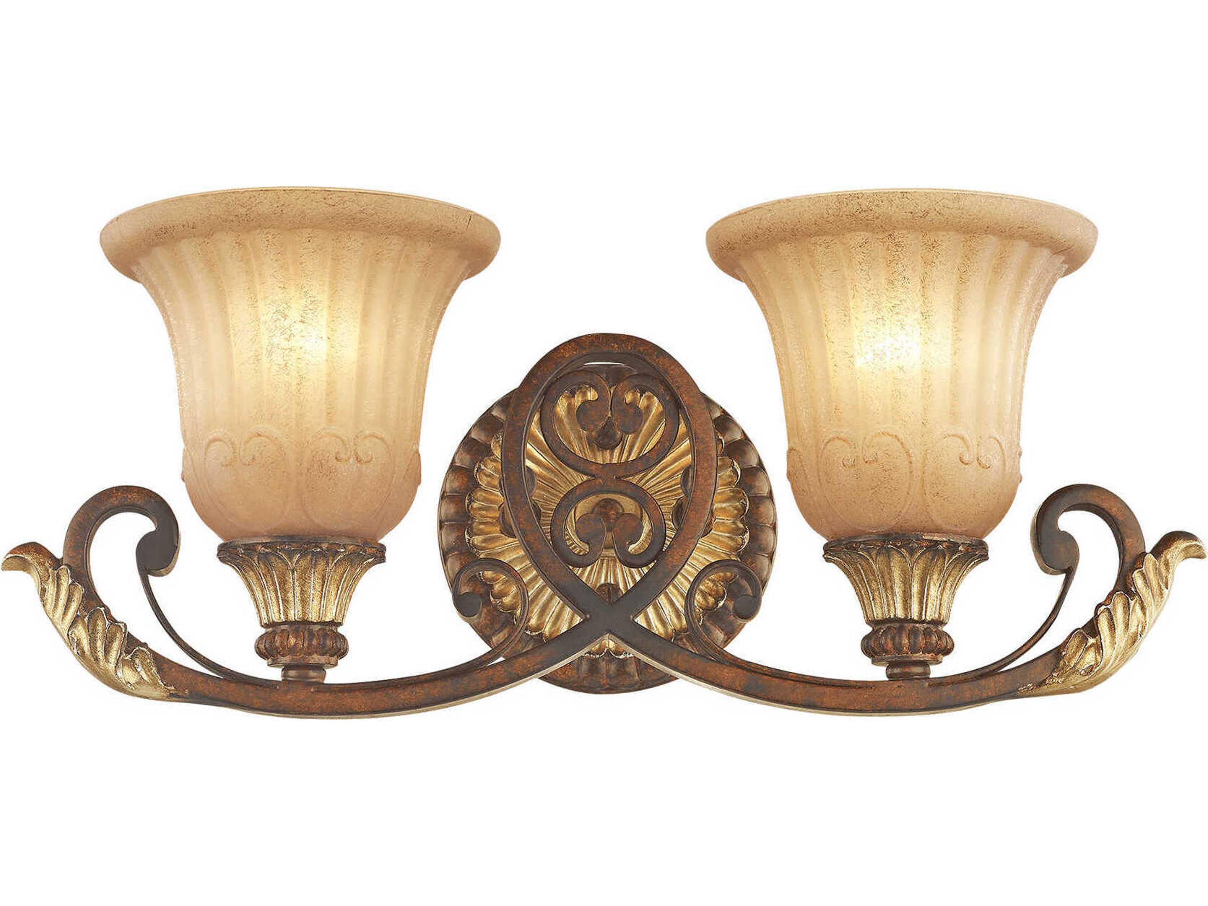 Livex Lighting Villa Verona 2-Light Bronze Aged Gold Leaf Glass Vanity Light