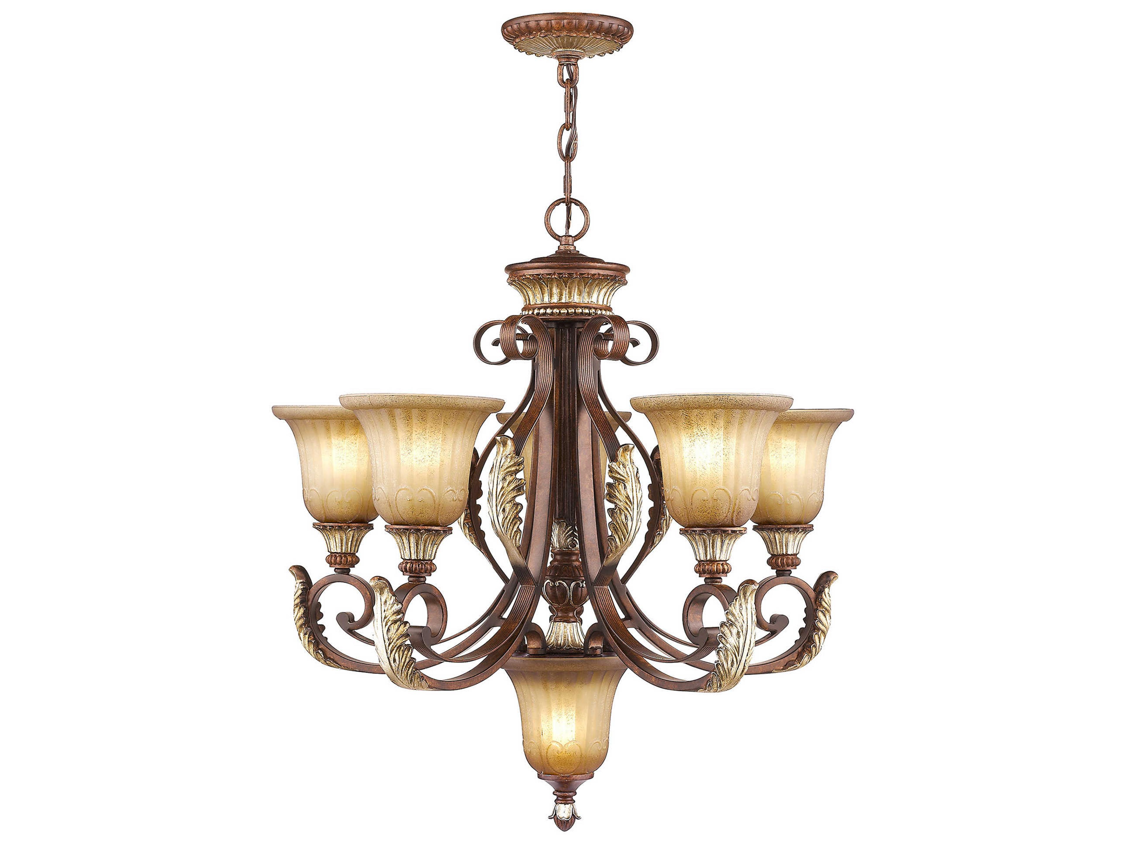 Villa Verona 5-Light Bronze Glass Bell Chandelier